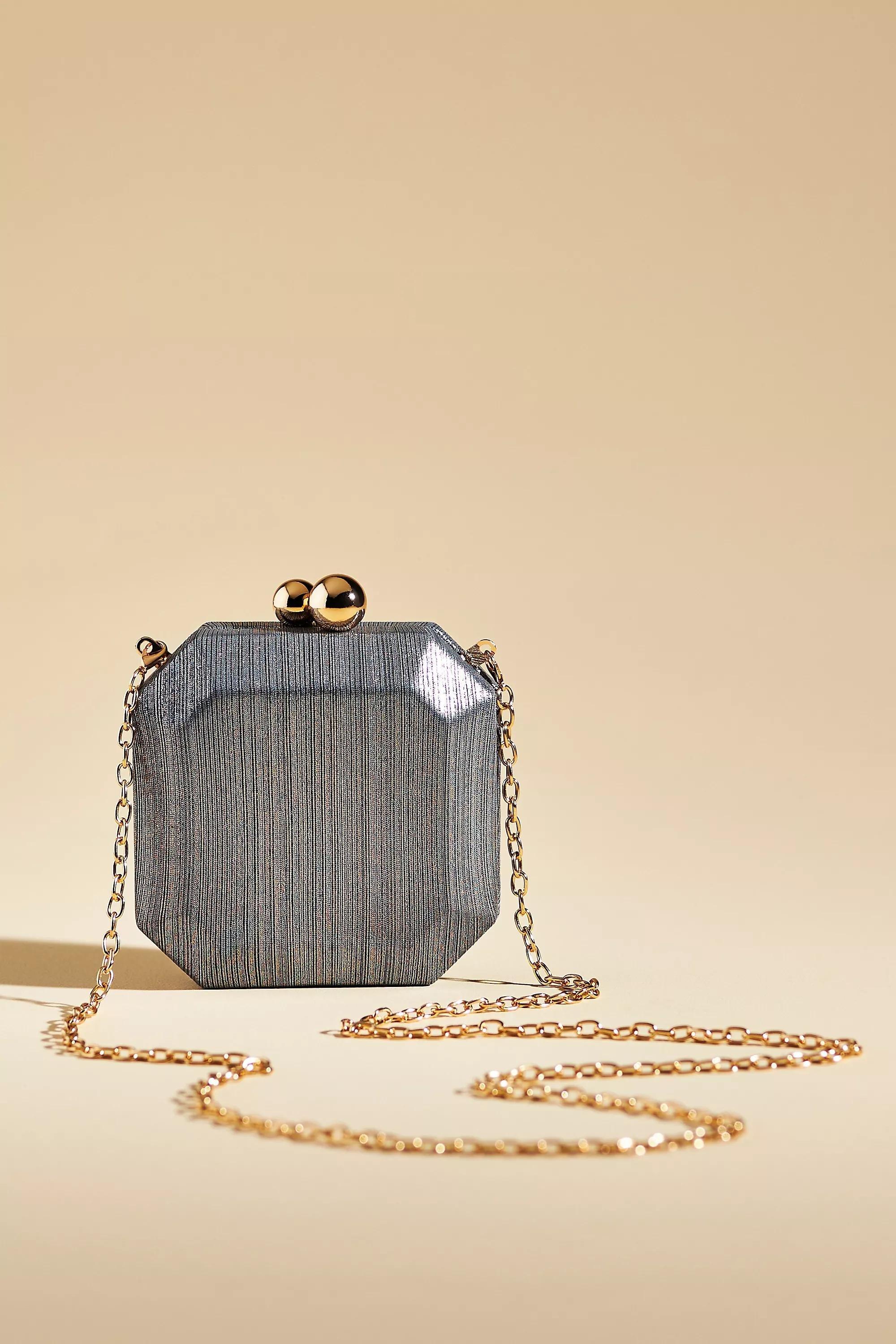 Mini Metallic Hard Case Box Clutch Bag, Burgundy, A501_0259, large image number 0