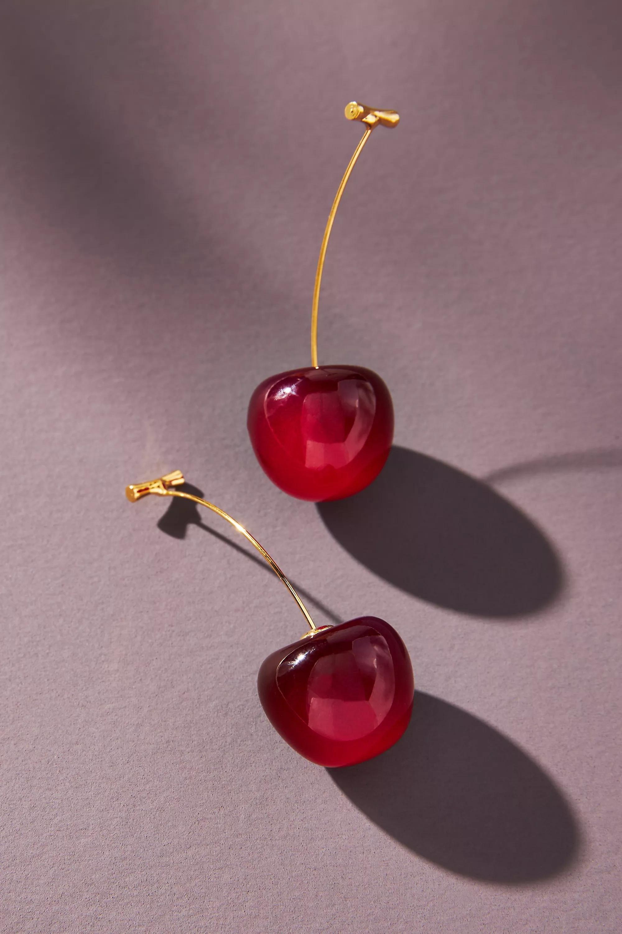 Cherry Drop Earrings, Red, A501_0060, large image number 1