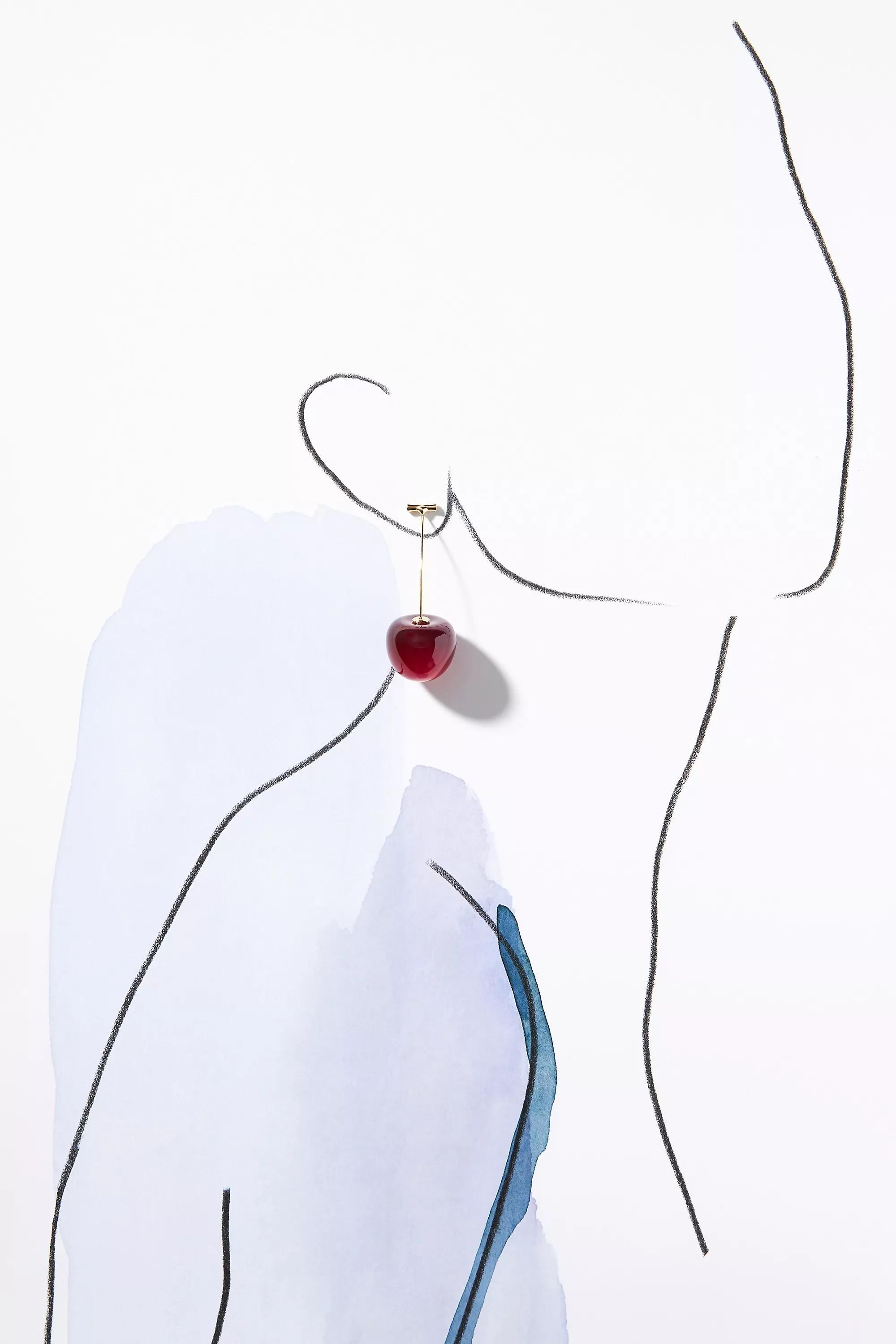 Cherry Drop Earrings, Red, A501_0060, large image number 4