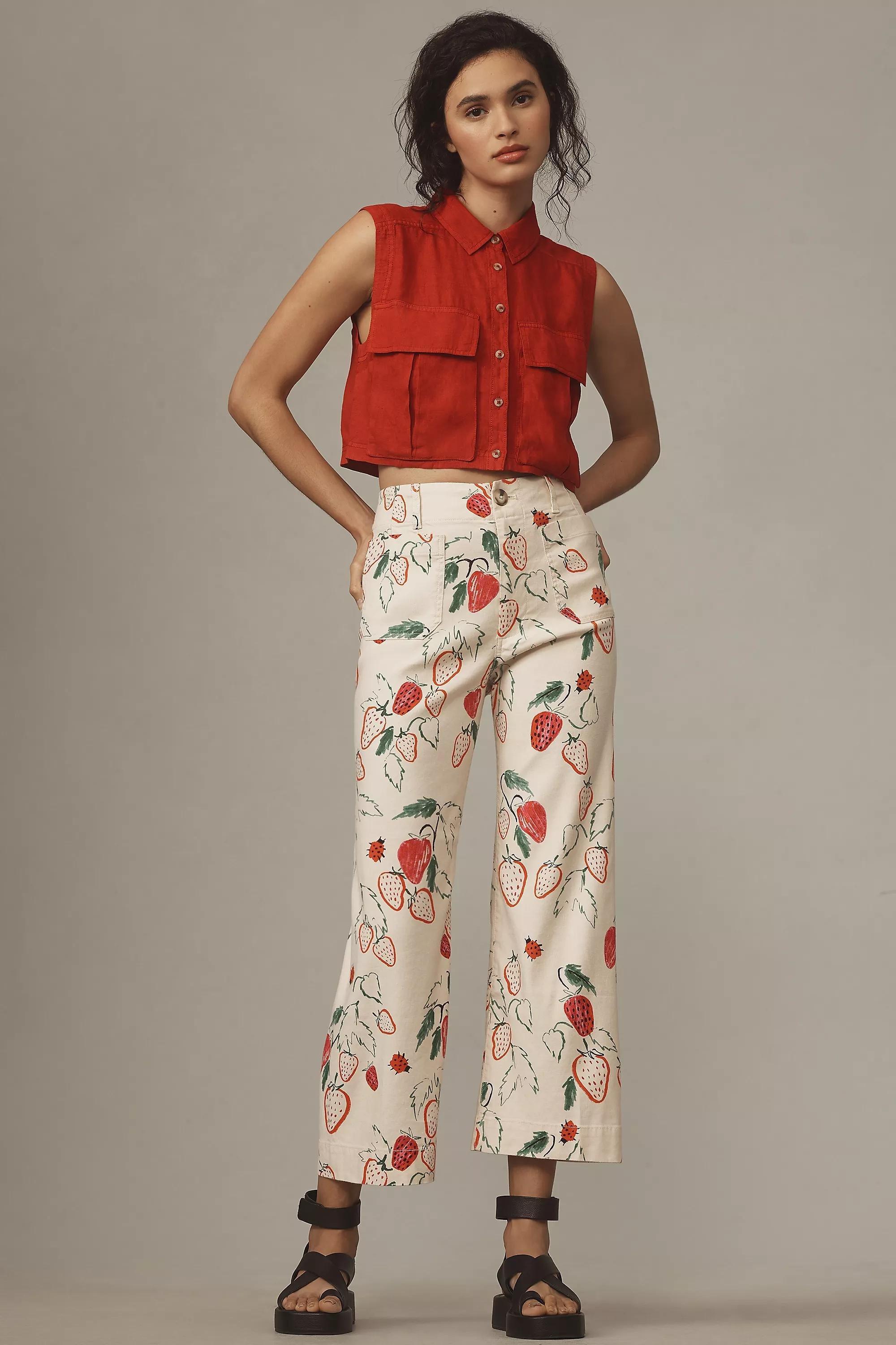 Maeve The Phthalo Ruth Colette Cropped Wide-Leg Trousers, Pink, , large image number 1