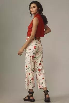 Maeve The Phthalo Ruth Colette Cropped Wide-Leg Trousers, Pink, , large image number 6