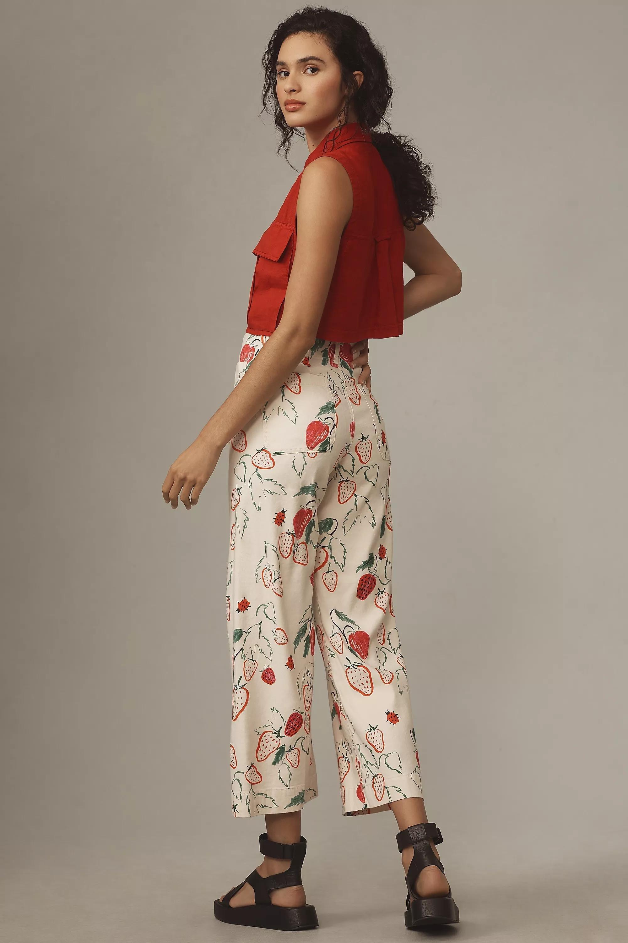 Maeve The Phthalo Ruth Colette Cropped Wide-Leg Trousers, Pink, , large image number 7
