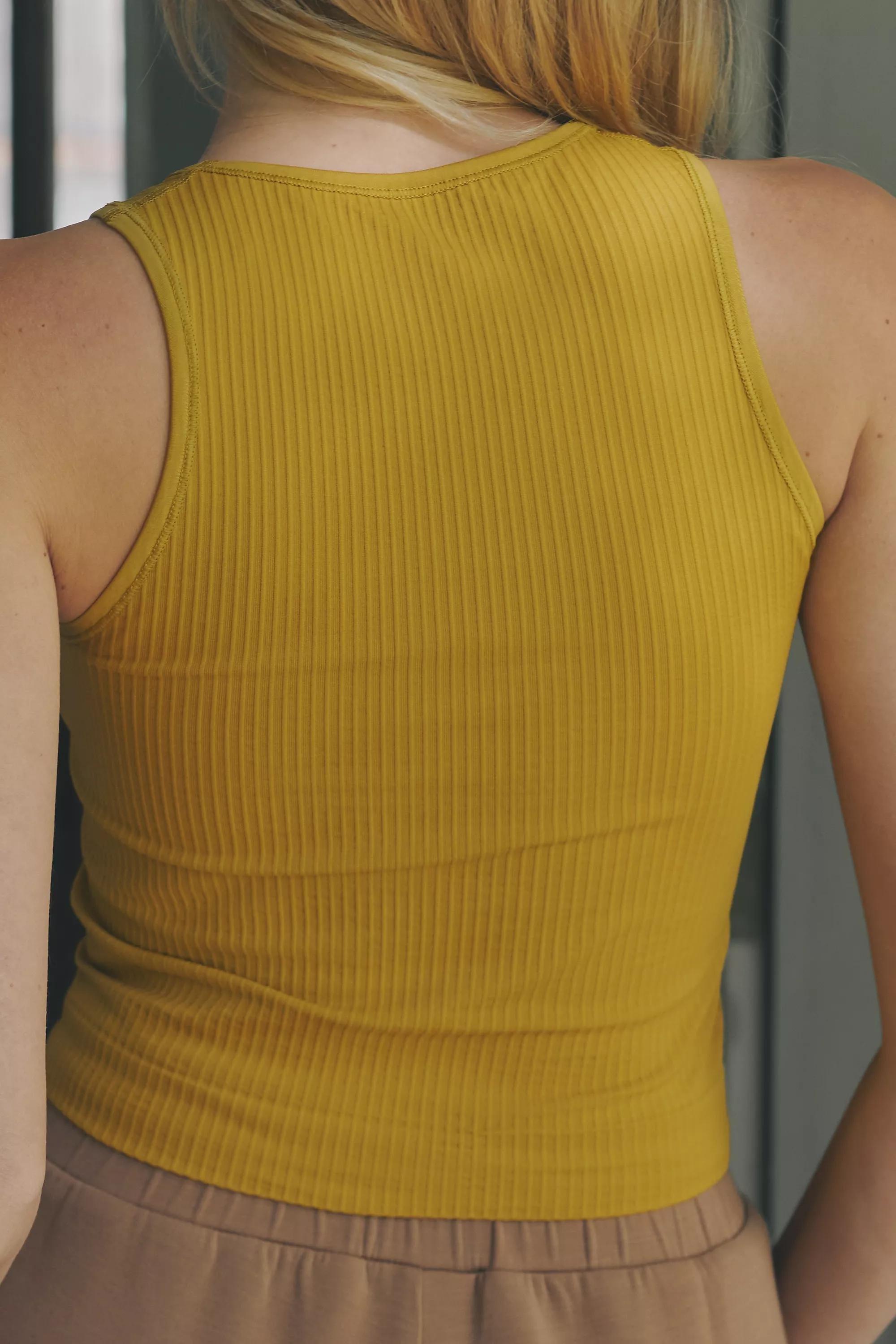 The Reegan Seamless Ribbed Cropped Tank Top, Yellow, , large image number 1