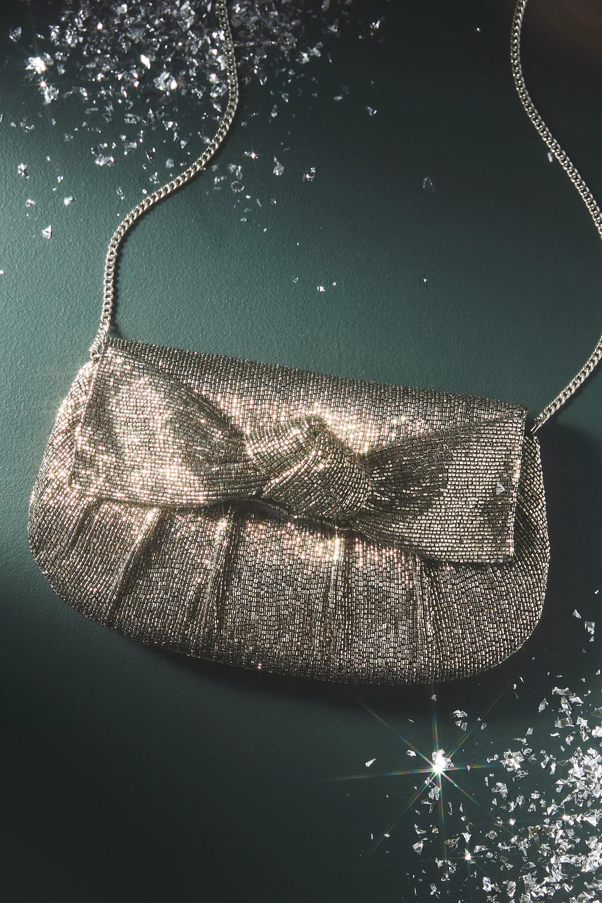 Maeve Beaded Bow Chain-Strap Clutch Bag, Grey, A501_0004, large image number 4