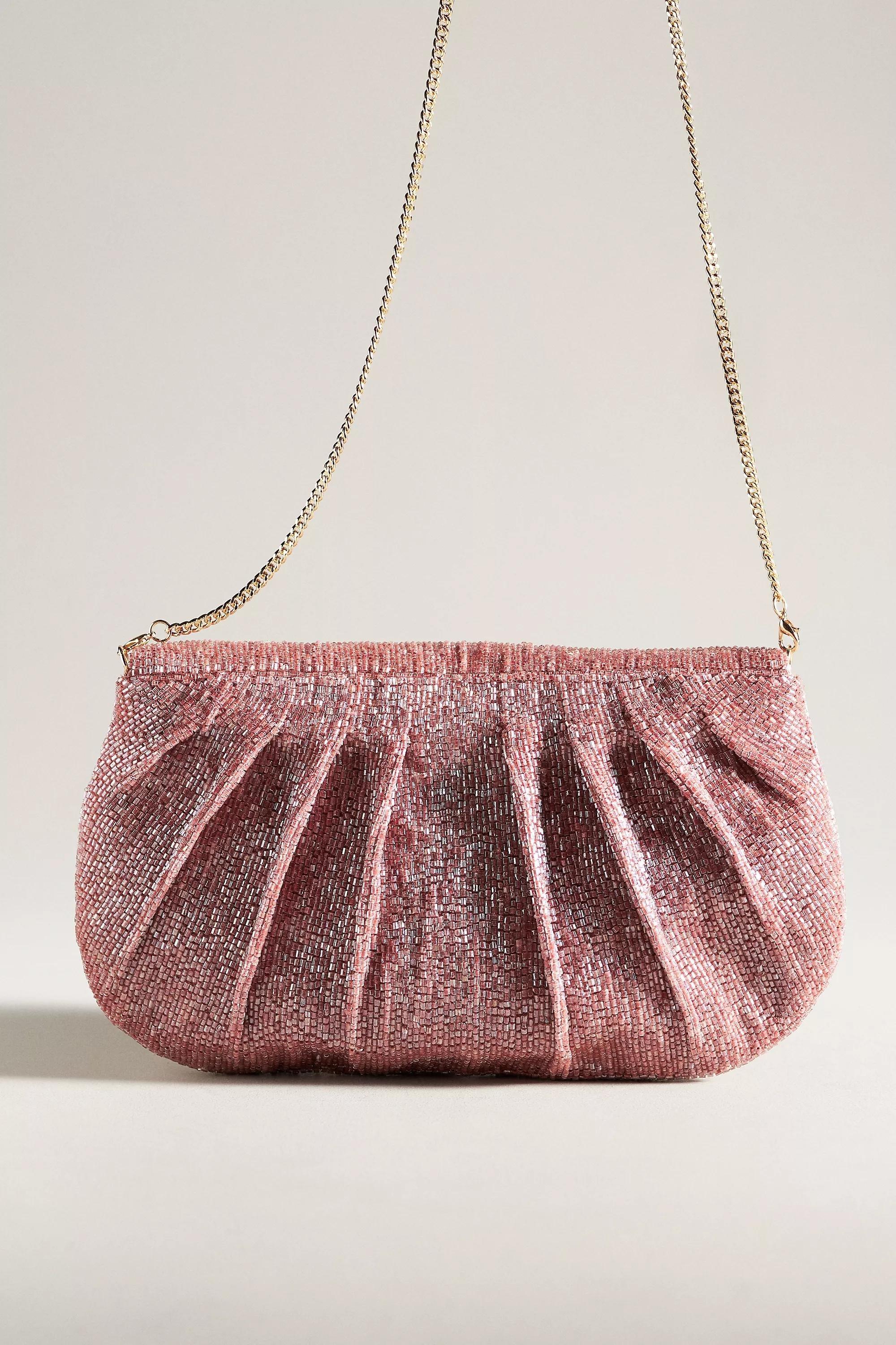 Maeve Beaded Bow Chain-Strap Clutch Bag, Mauve, A501_0054, large image number 2