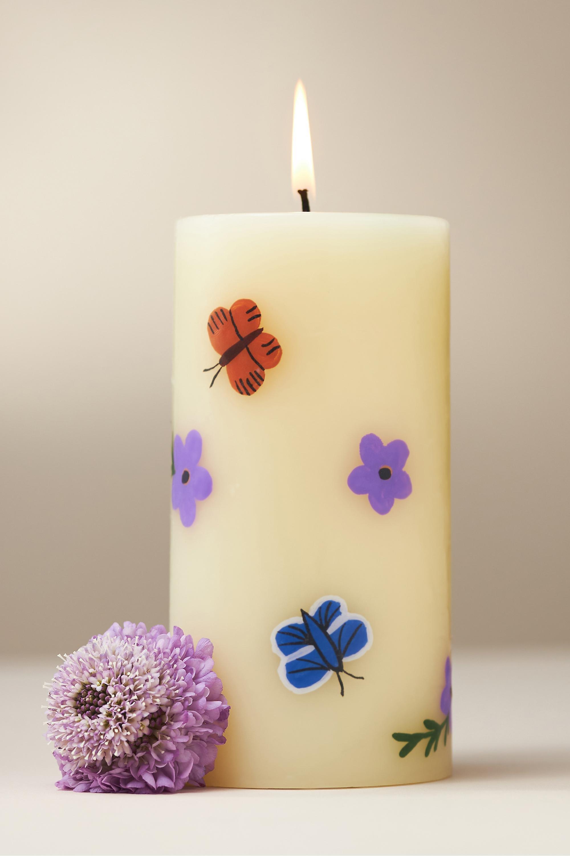 Faye Floral Pillar Candle, White, A501_0010, large image number 0