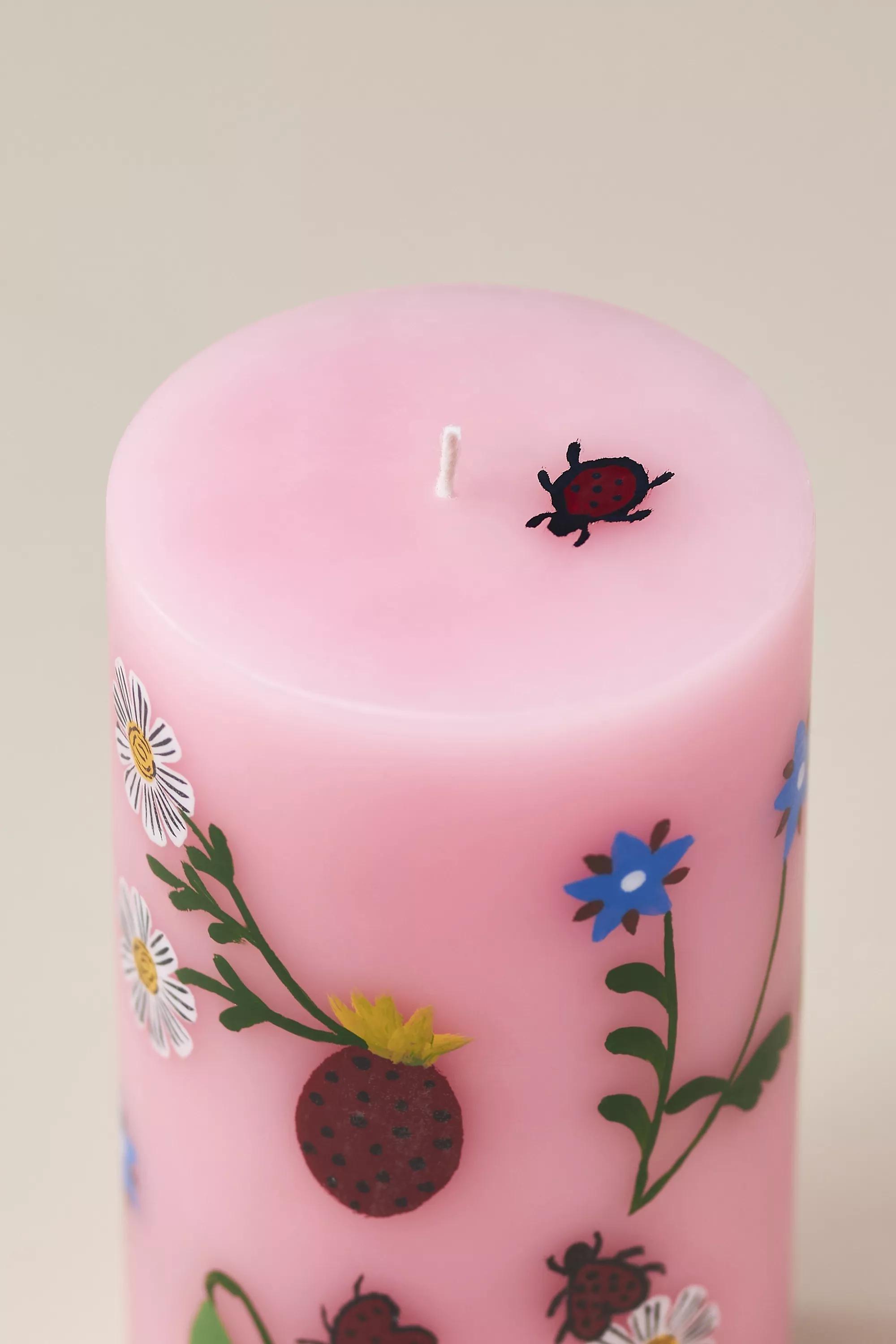 Faye Floral Pillar Candle, Pink, A501_0066, large image number 2