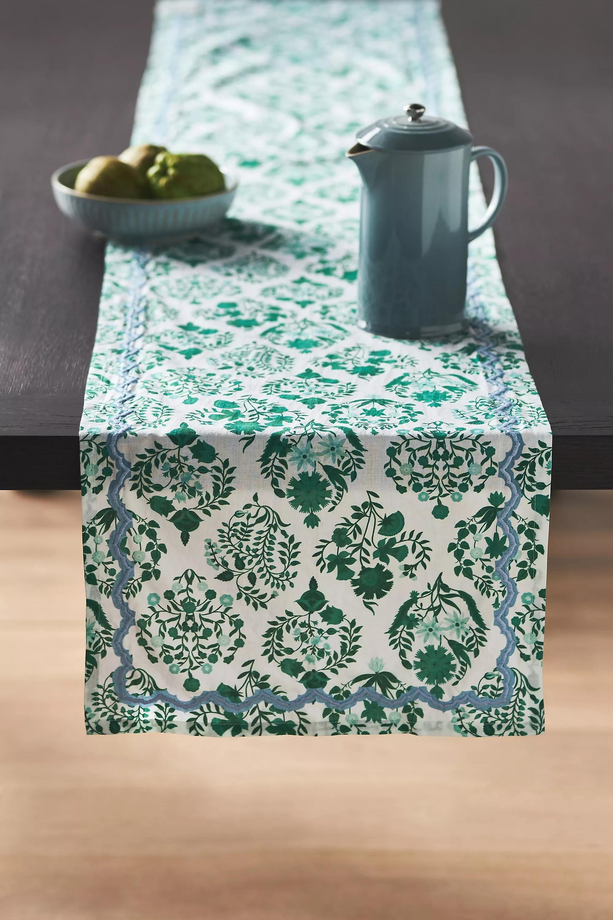 Meera Table Runner, Green, A501_0030, large image number 0