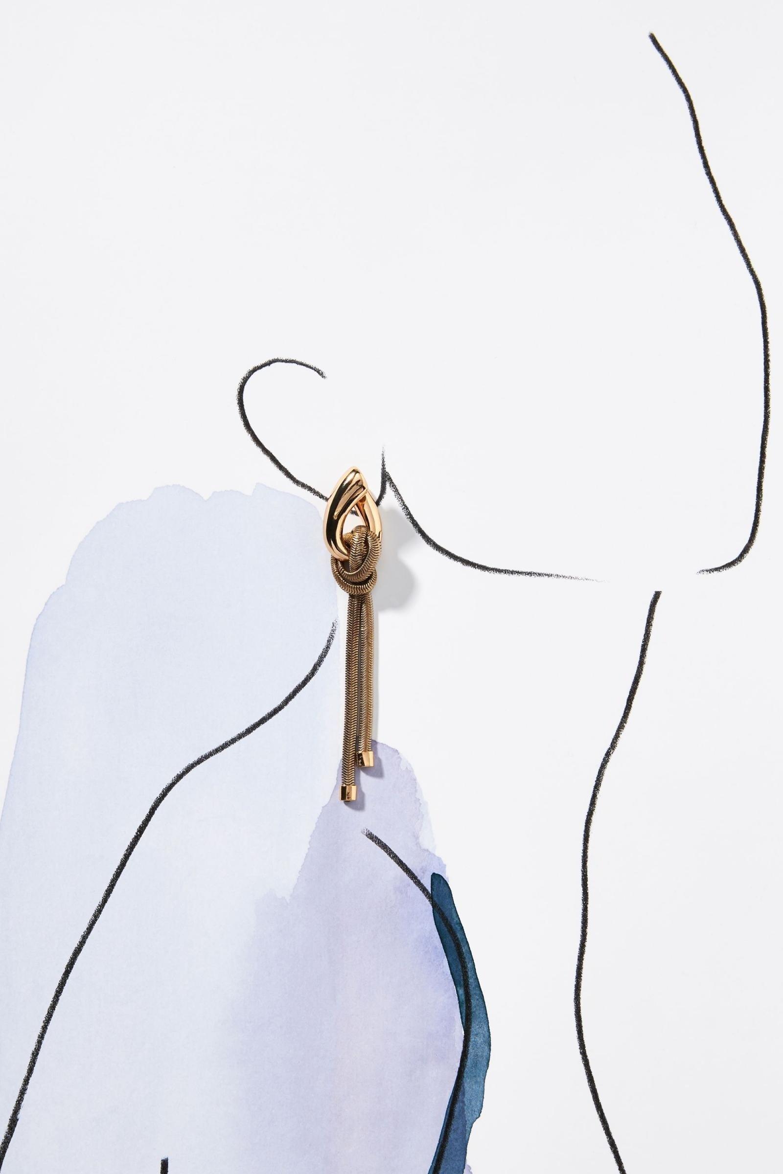 Snake Chain Drop Earrings, Gold-Plated, A501_0070, large image number 1