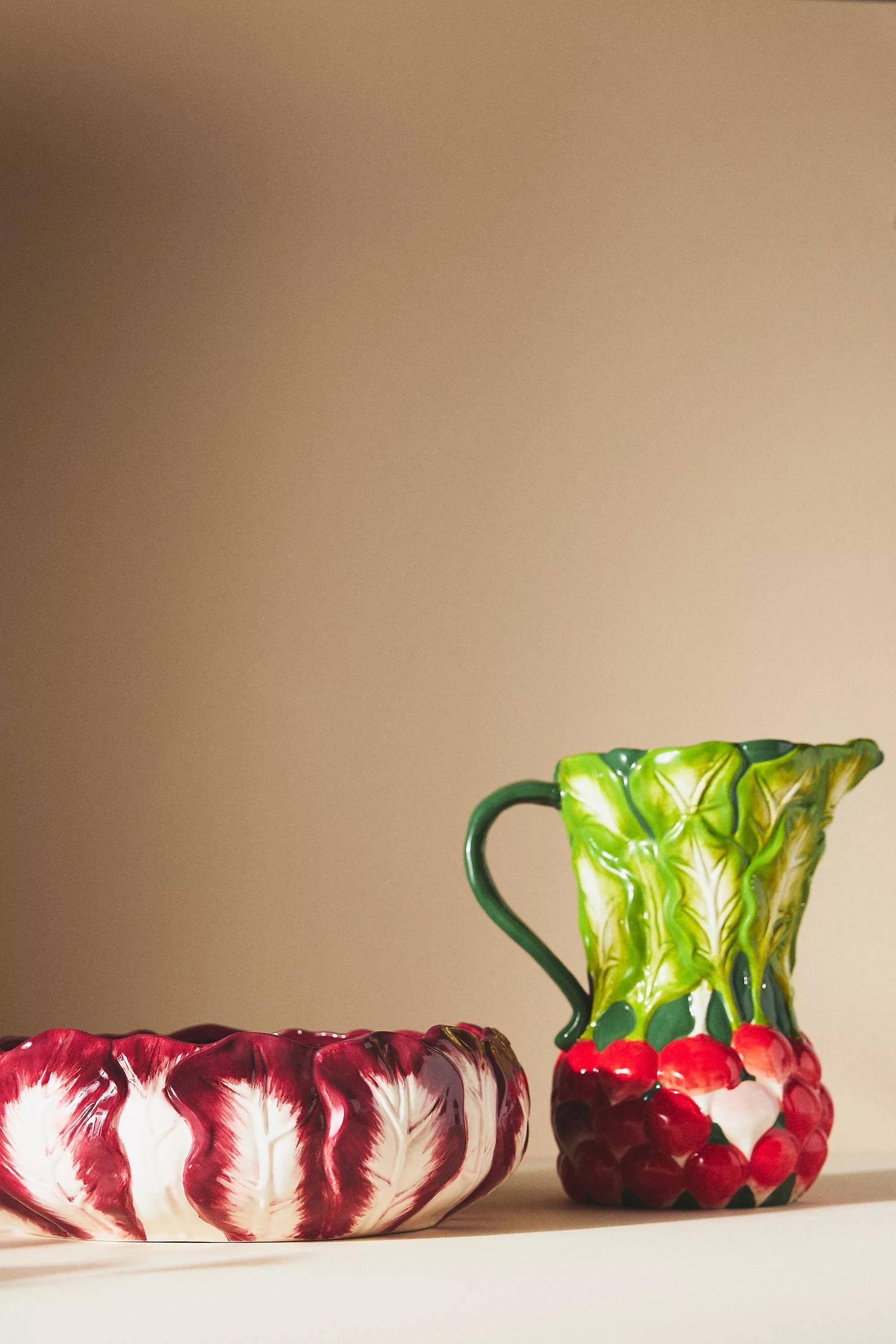 Farmstand Vegetable Radish Stoneware Jug, Red, A501_0069, large image number 1