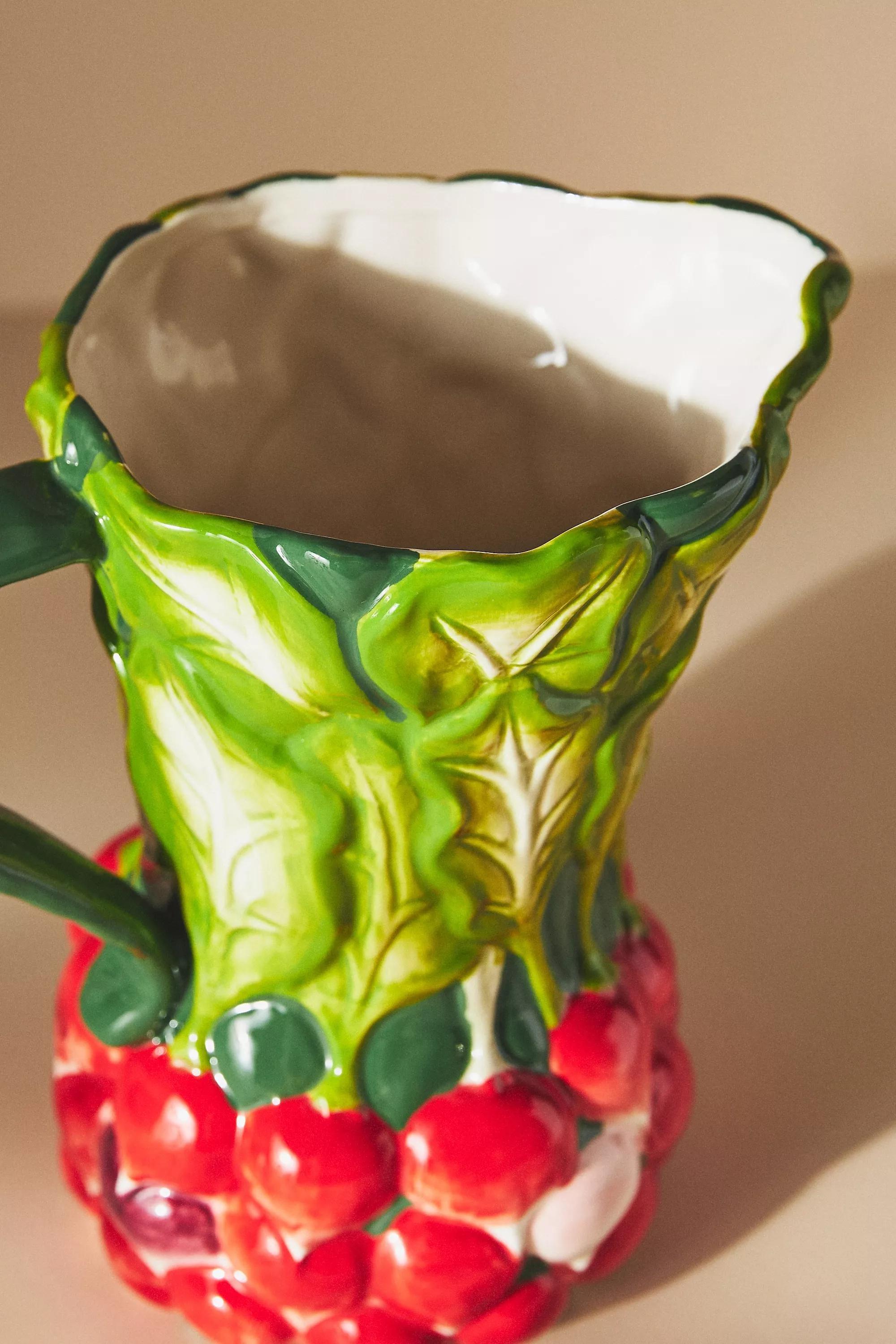 Farmstand Vegetable Radish Stoneware Jug, Red, A501_0069, large image number 3