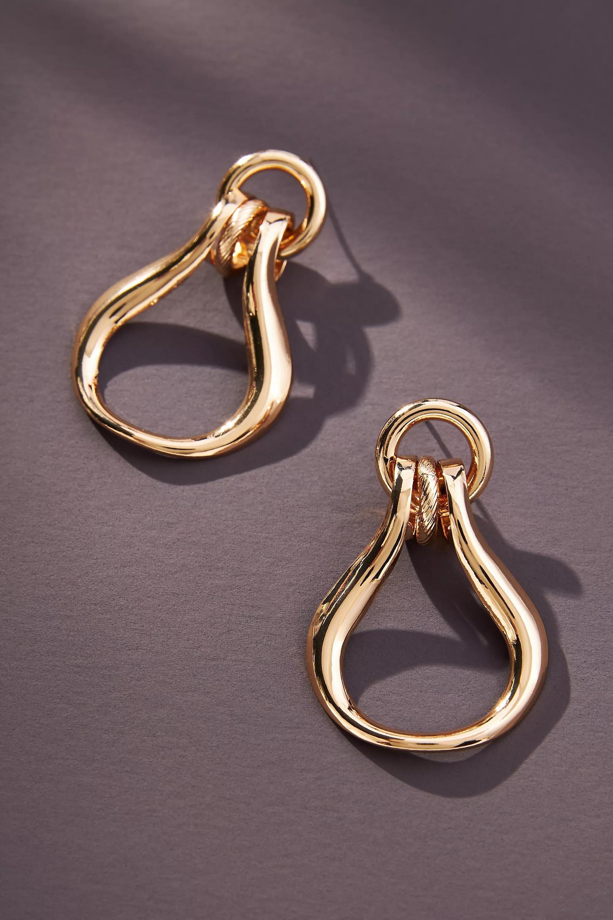 Door Knocker Earrings, Gold, A501_0070, large image number 0