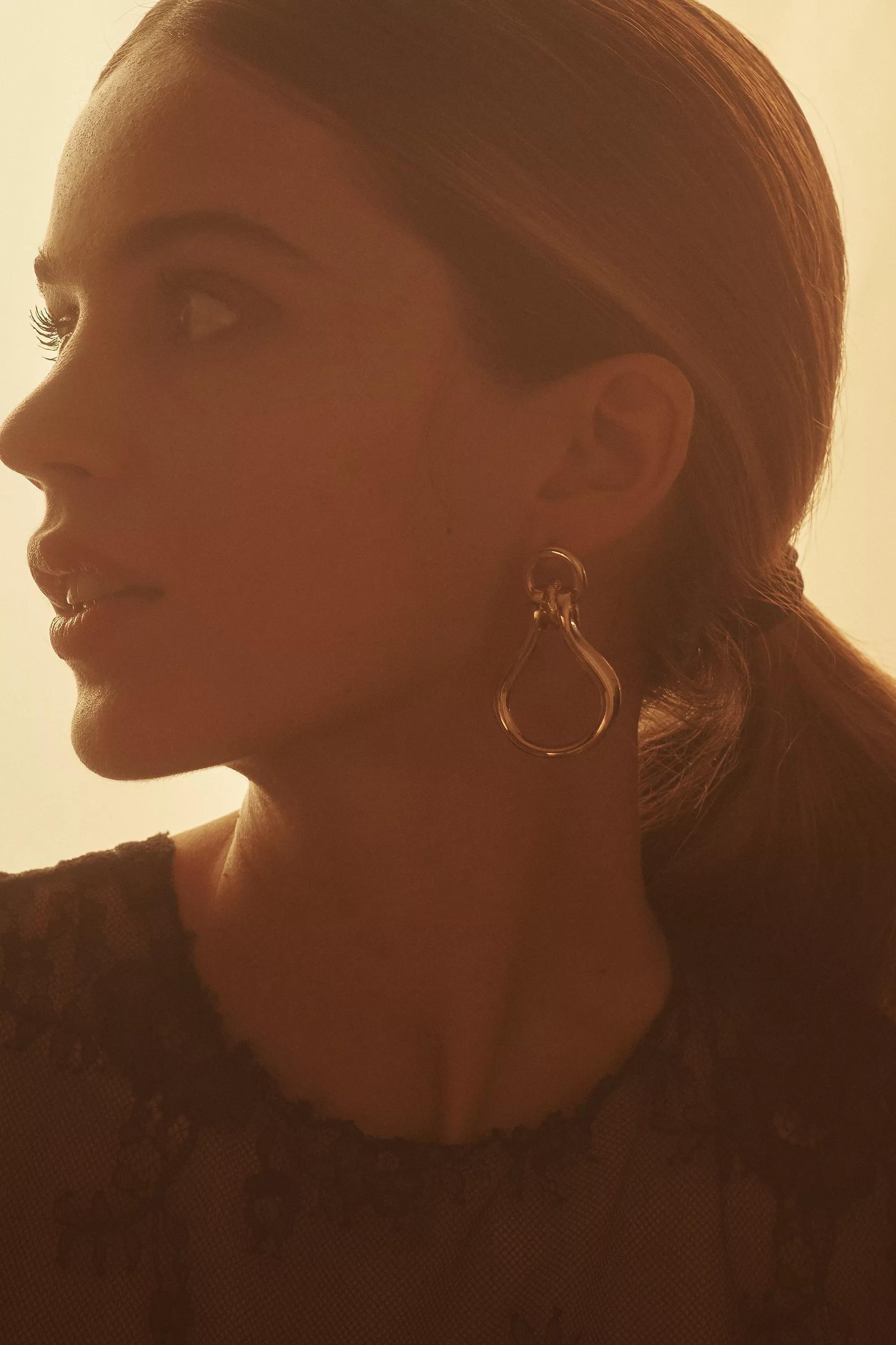 Door Knocker Earrings, Gold, A501_0070, large image number 1