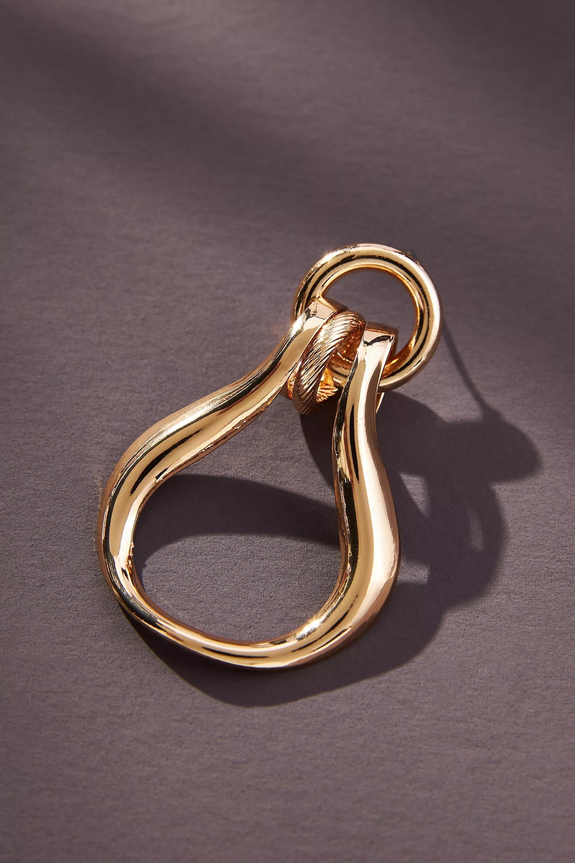 Door Knocker Earrings, Gold, A501_0070, large image number 3