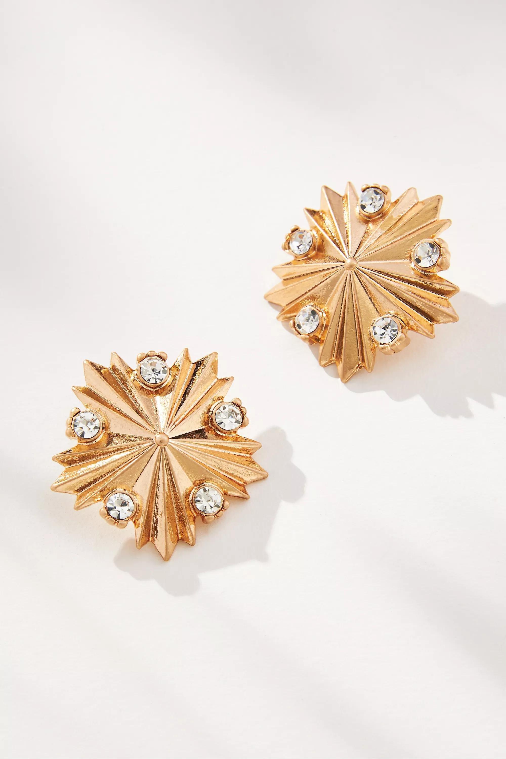 The Restored Vintage Collection: Crystal Starburst Earrings, Gold, A501_0070, large image number 0