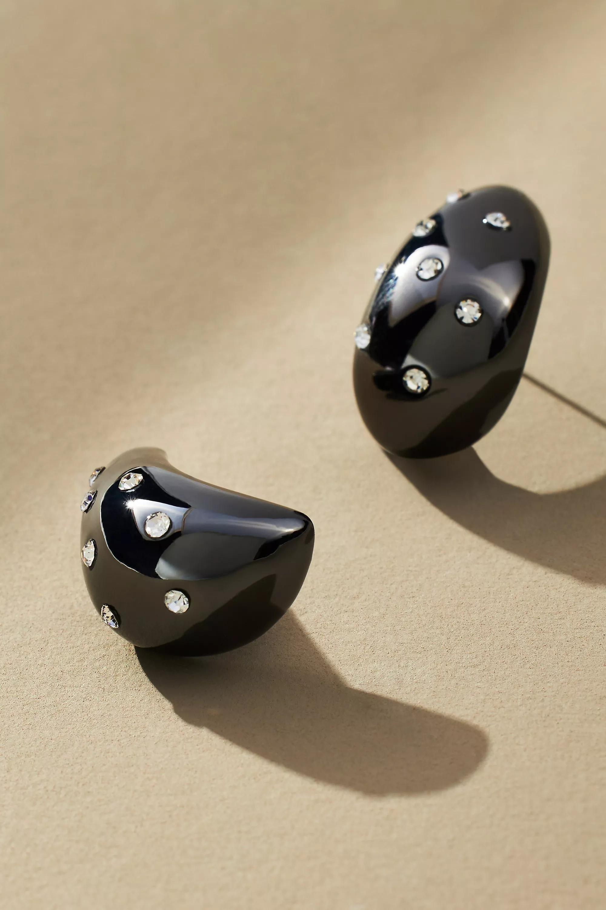 The Petra Embellished Mini Drop Earrings, Black, A501_0001, large image number 0