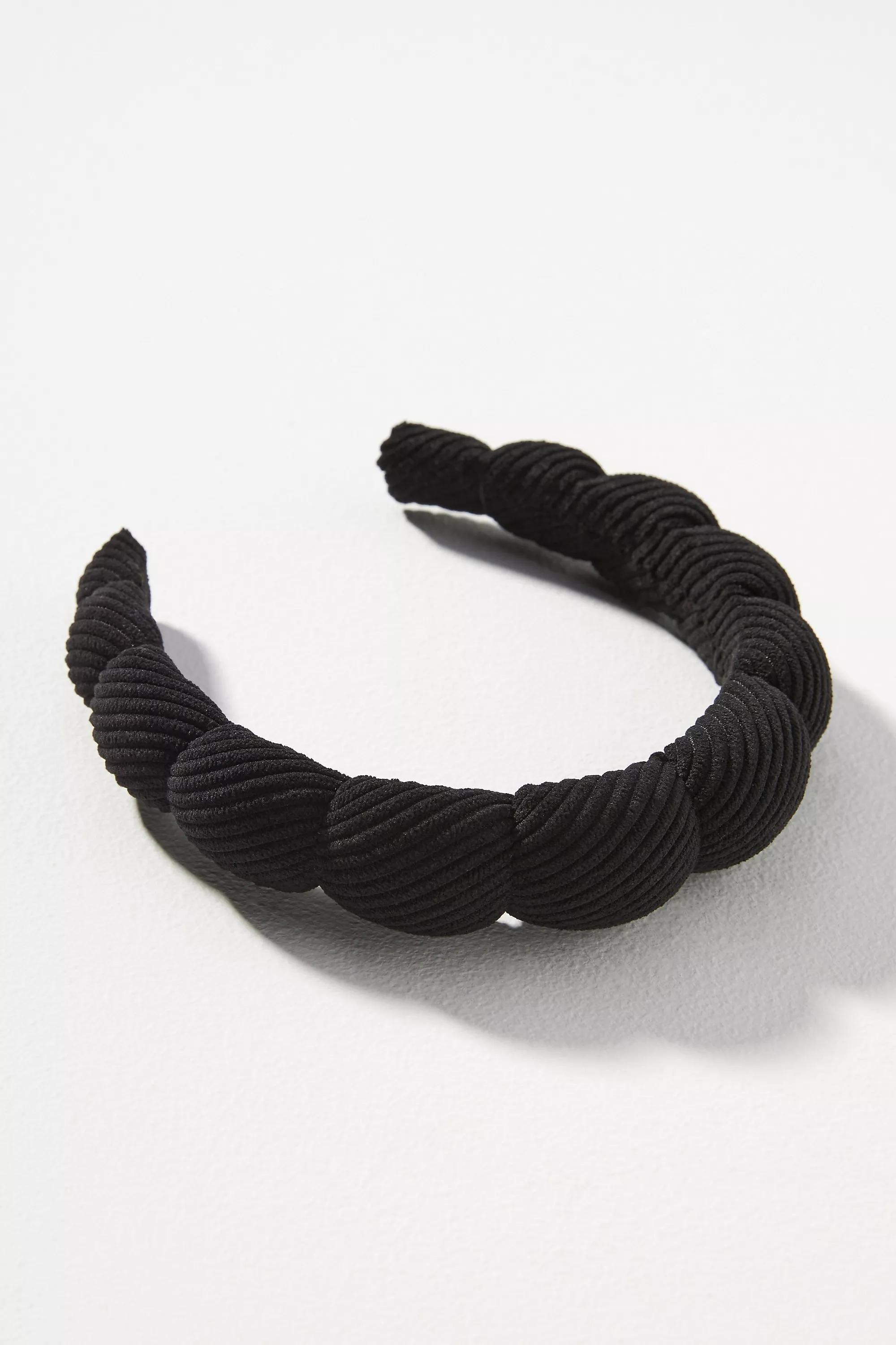 Velvet Corduroy Bubble Headband, Black, , medium