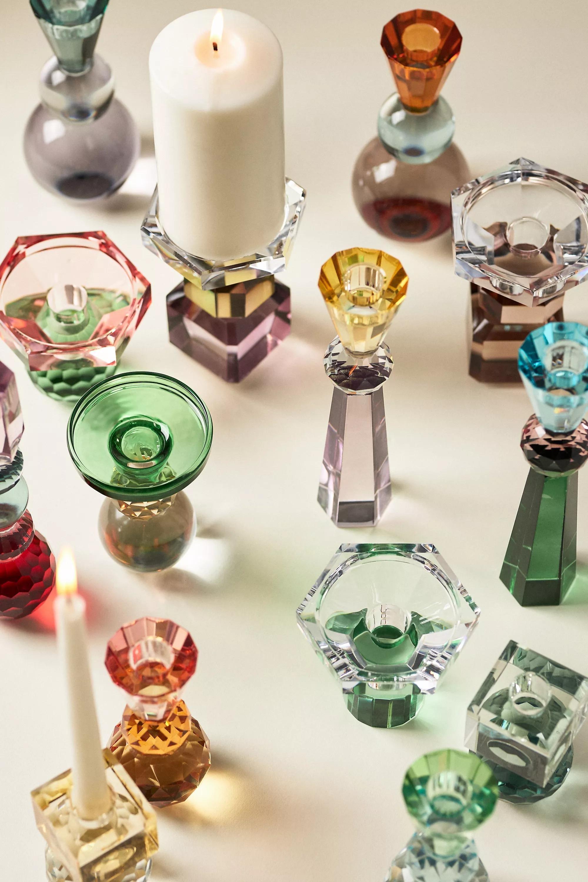 Cut Glass Candle Holder, Pink, A501_0266, large image number 3