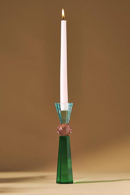 Anthropologie - Cut Glass Candle Holder, Black