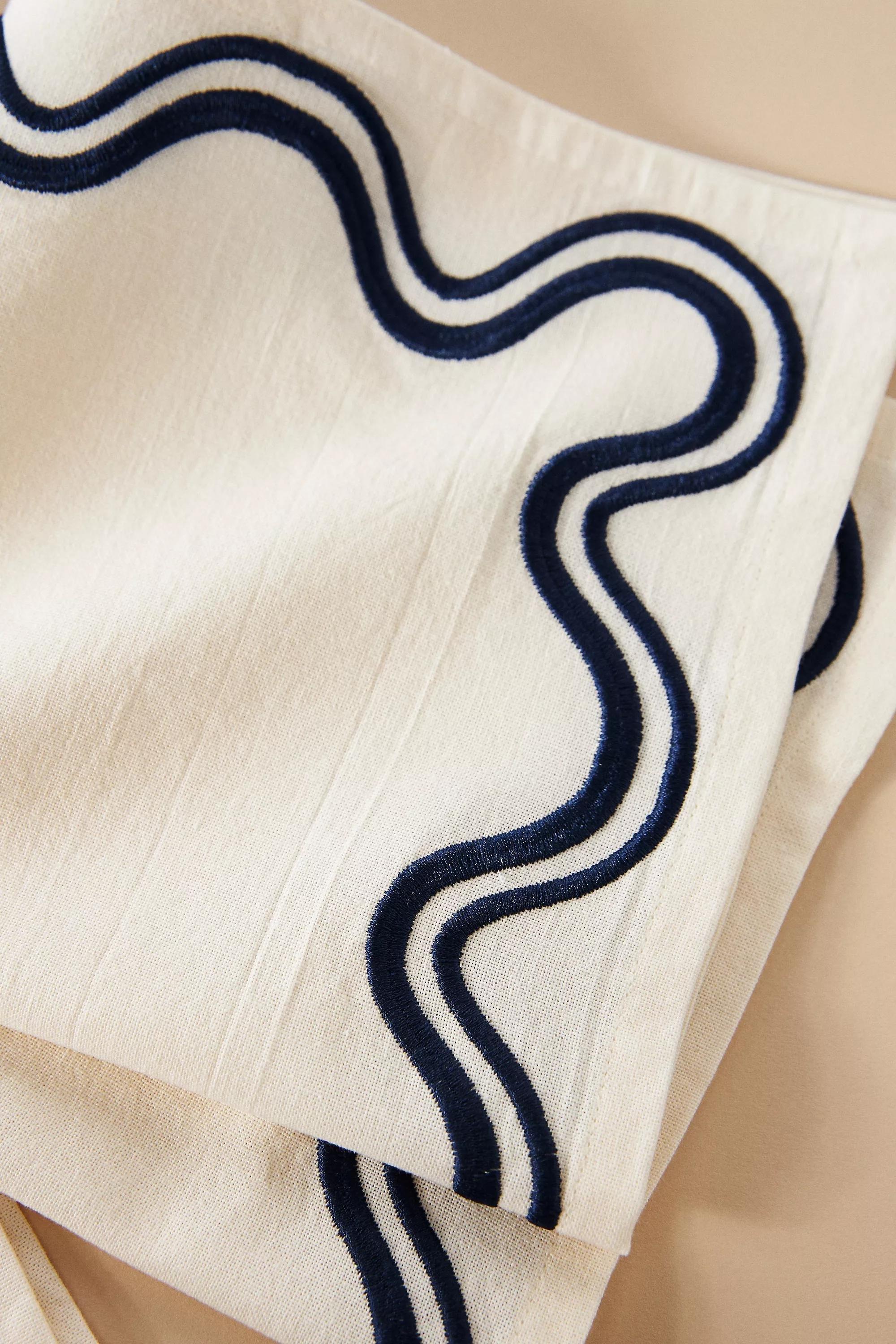 Madeline Embroidered Cotton Napkins, Set Of 4, Navy, A501_0041, large image number 2