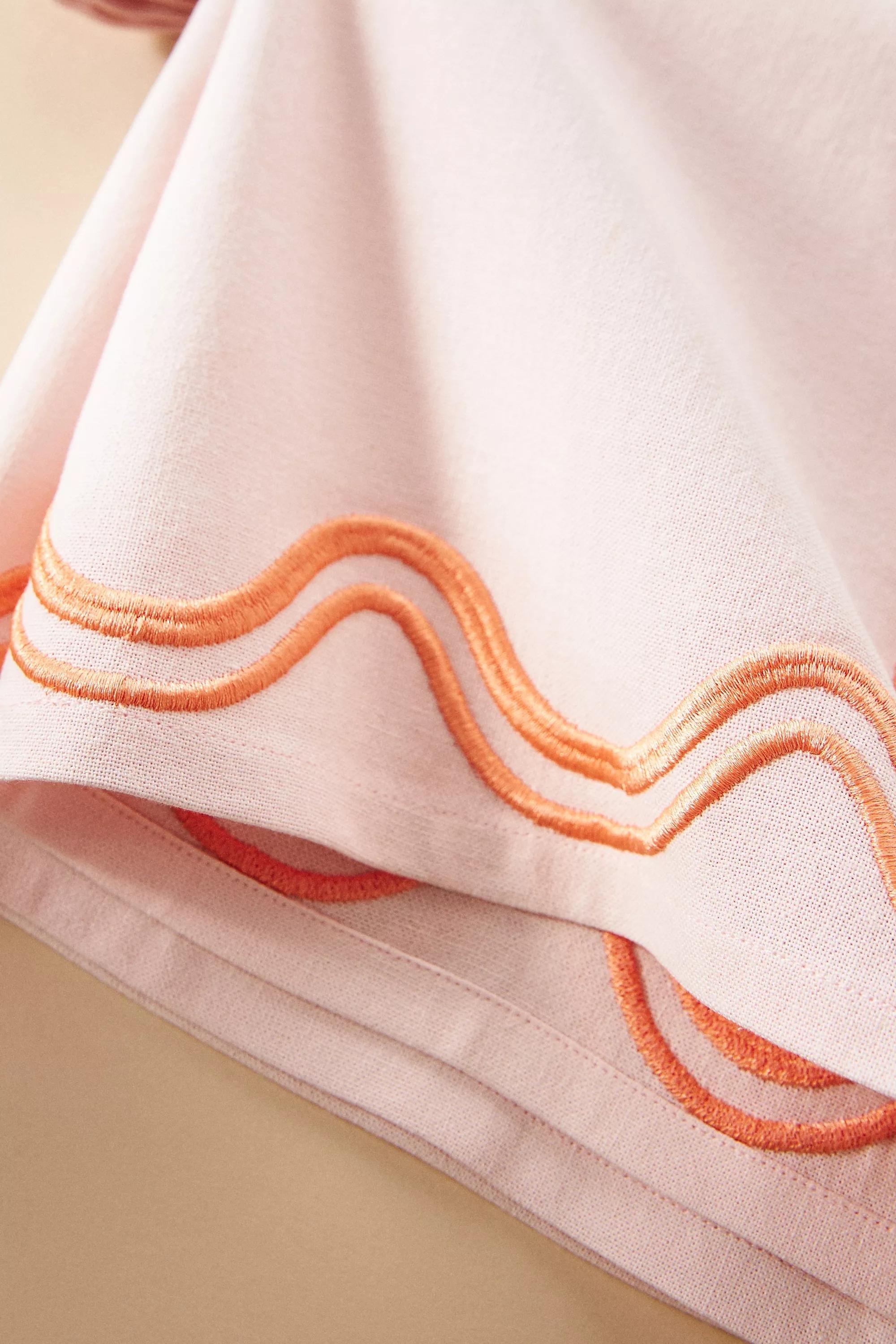 Madeline Embroidered Cotton Napkins, Set Of 4, Pink, A501_0066, large image number 2