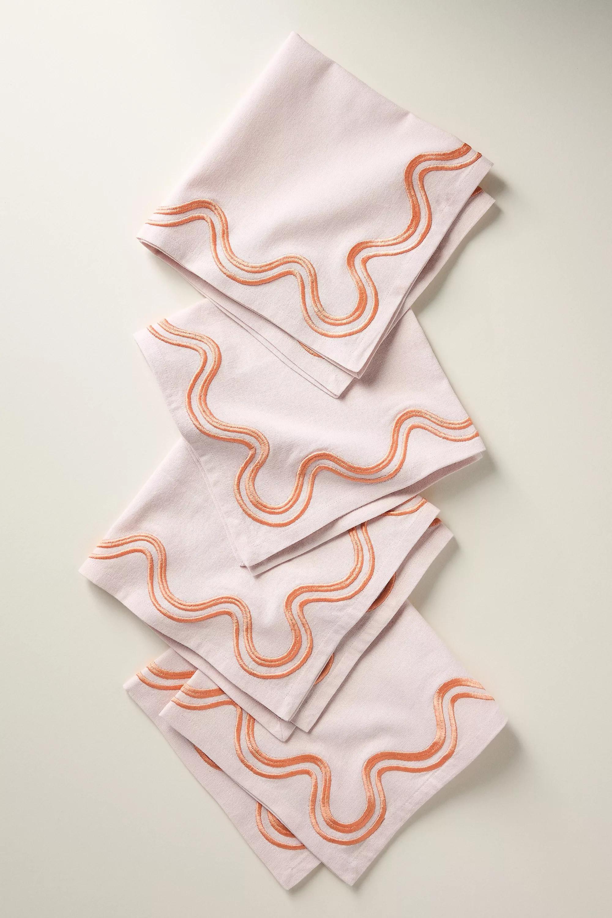 Madeline Embroidered Cotton Napkins, Set Of 4, Pink, A501_0066, large image number 3