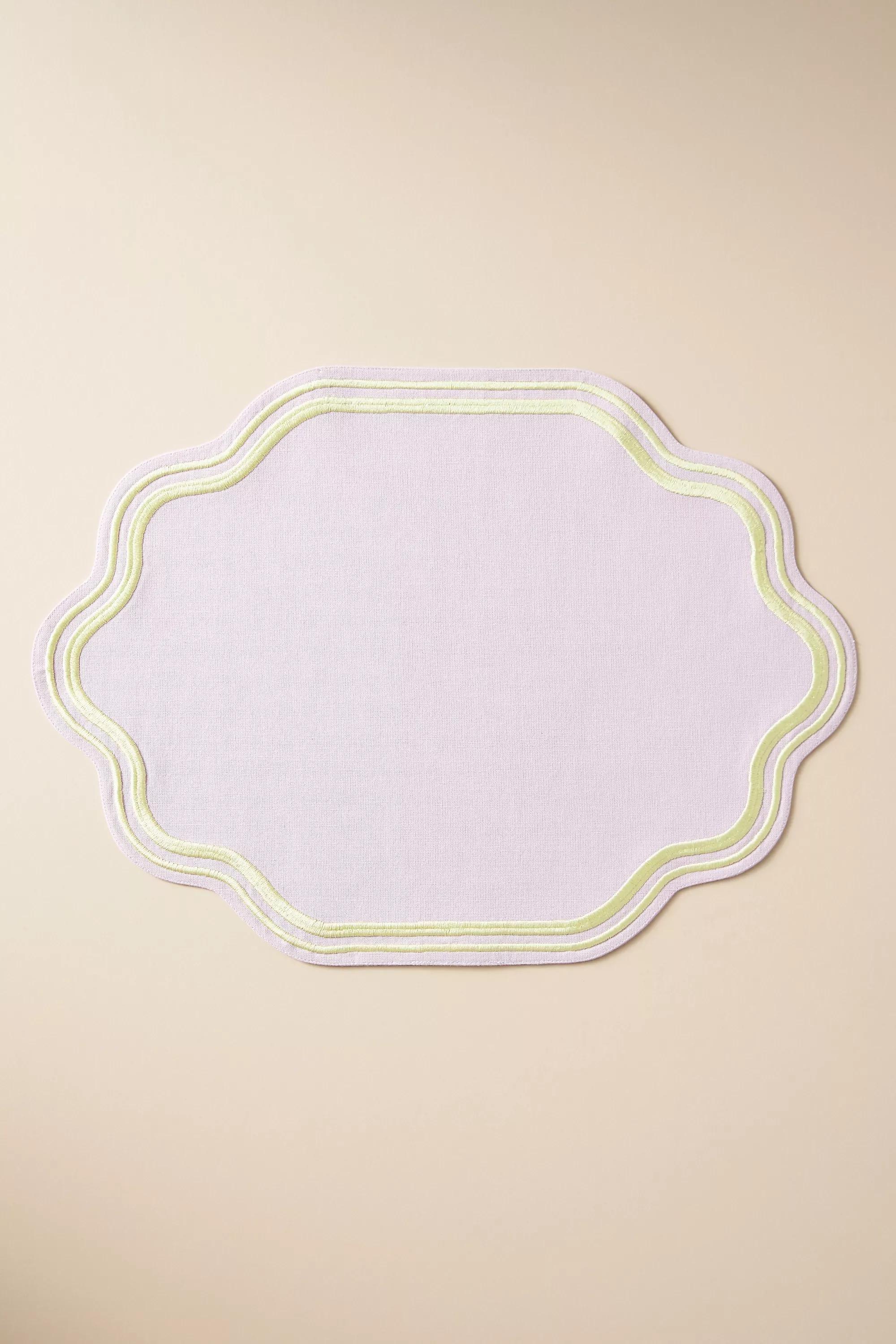 Madeline Embroidered Cotton Placemat, Purple, A501_0053, large image number 1