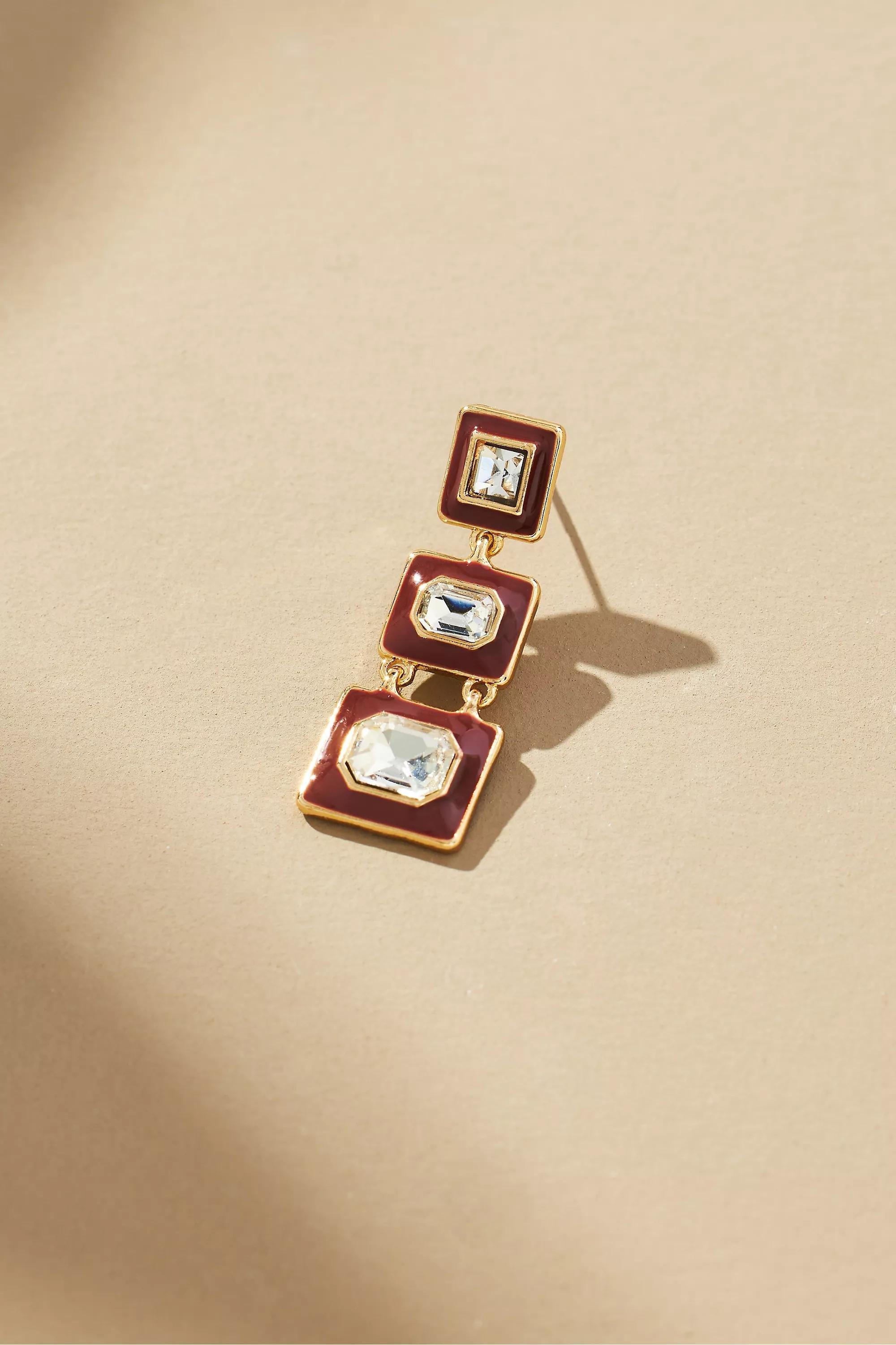 Arden Triple Square Drop Earrings, Brown, A501_0020, large image number 1