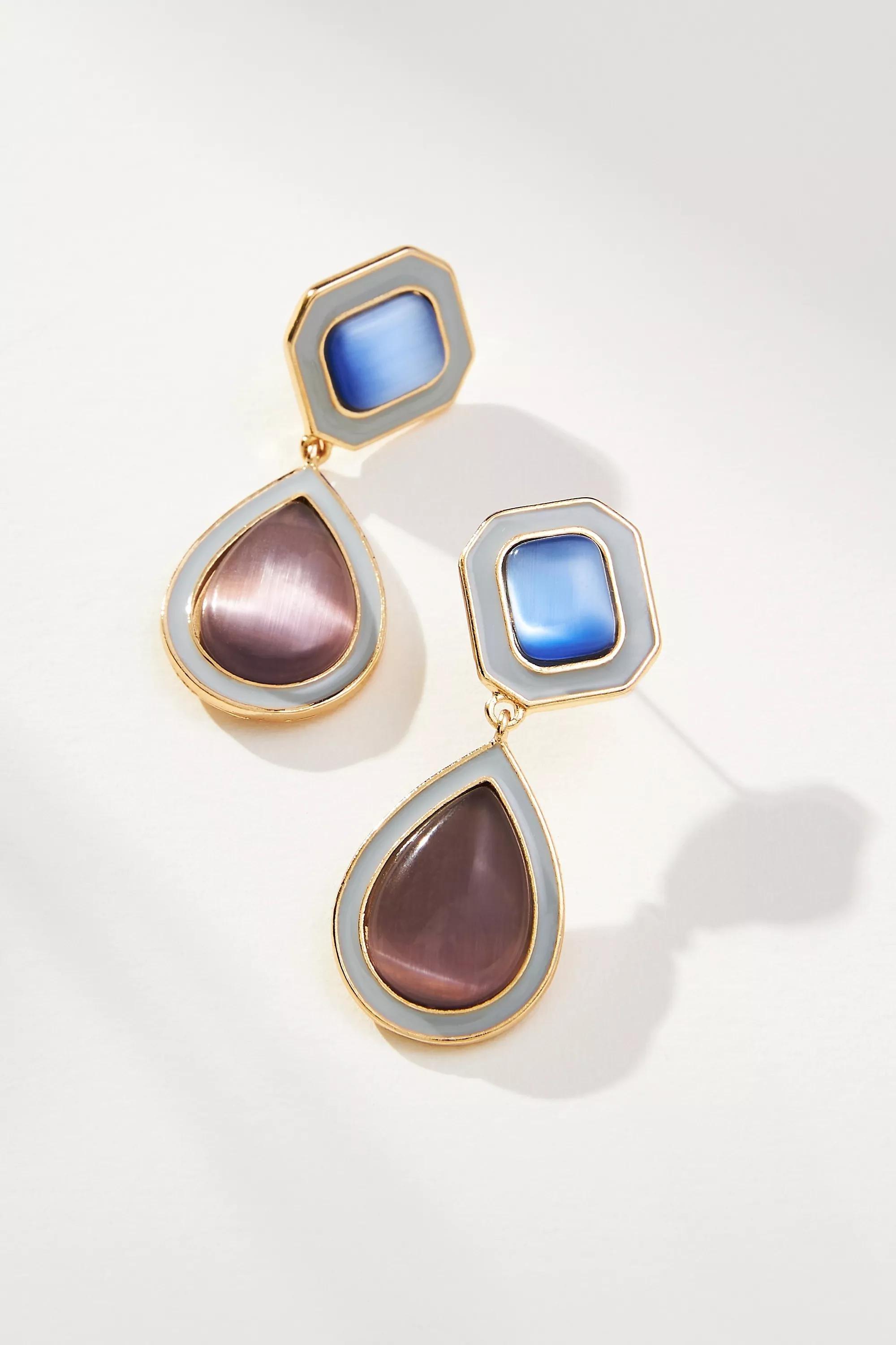 Arden Stone Drop Earrings, Blue, A501_0045, large image number 2