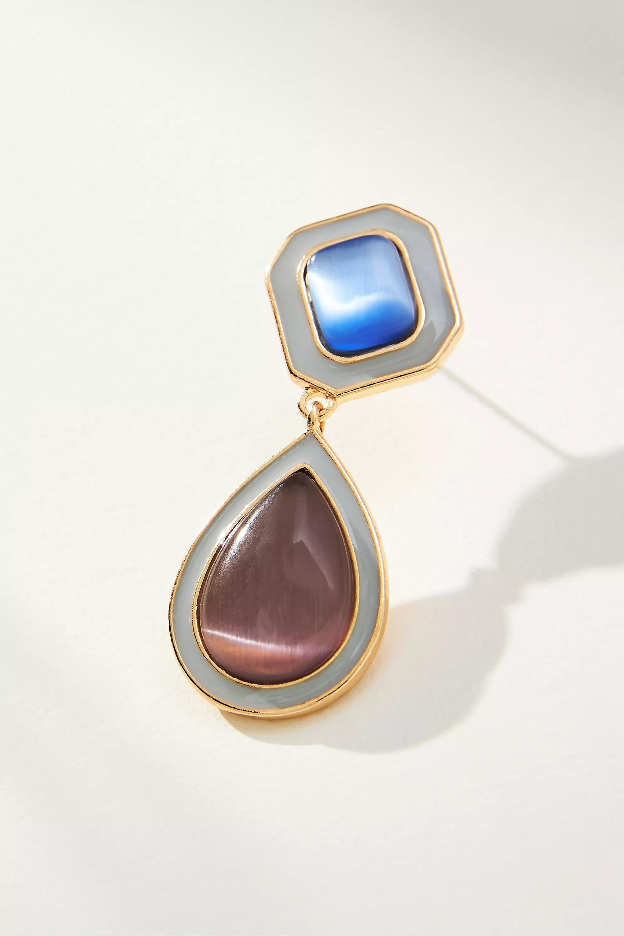 Arden Stone Drop Earrings, Blue, A501_0045, large image number 6