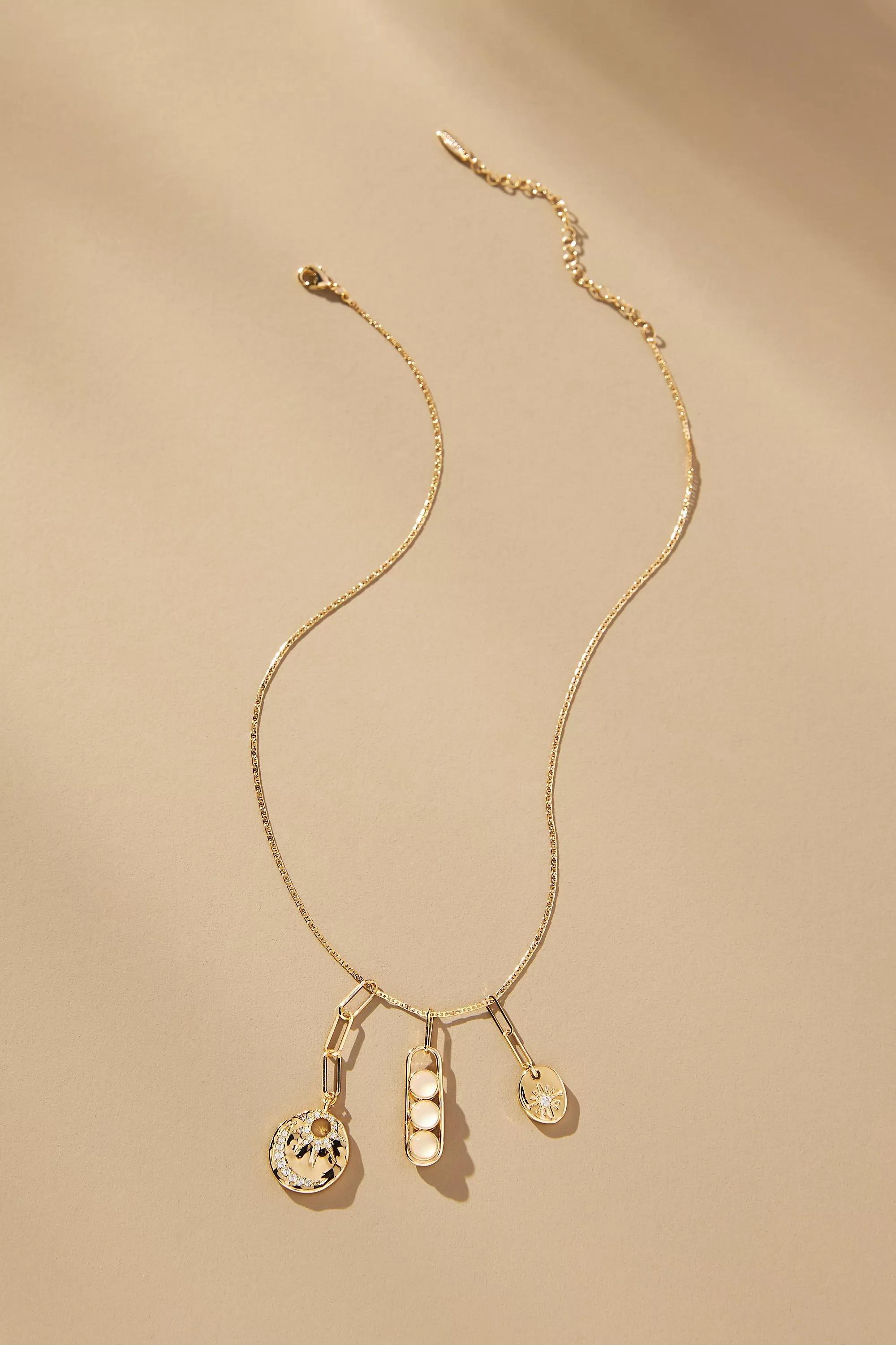 Opalescent Charm Necklace, Gold-Plated, A501_0070, large image number 0