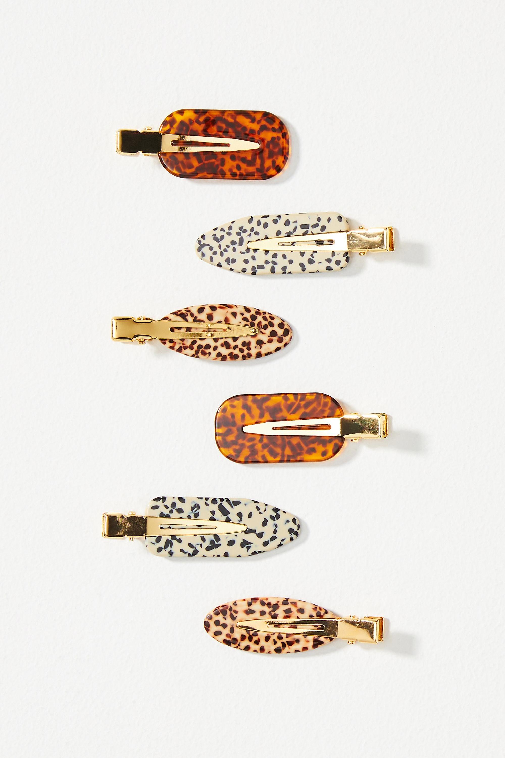 Motif Mixed Shapes Resin Creaseless Hair Clips, Set Of 4, Black, A501_0009, large image number 0