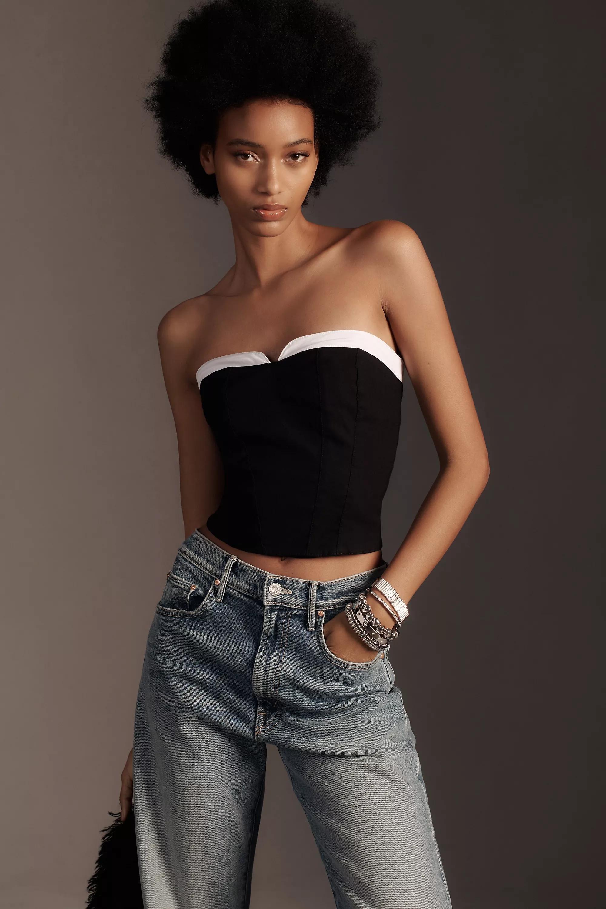 Maeve Strapless Peekaboo Top, Multicolour, , large image number 3