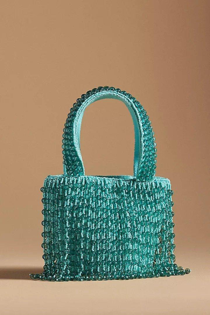 Beaded Fringe Bucket Bag,Blue, A501_0070, large image number 0
