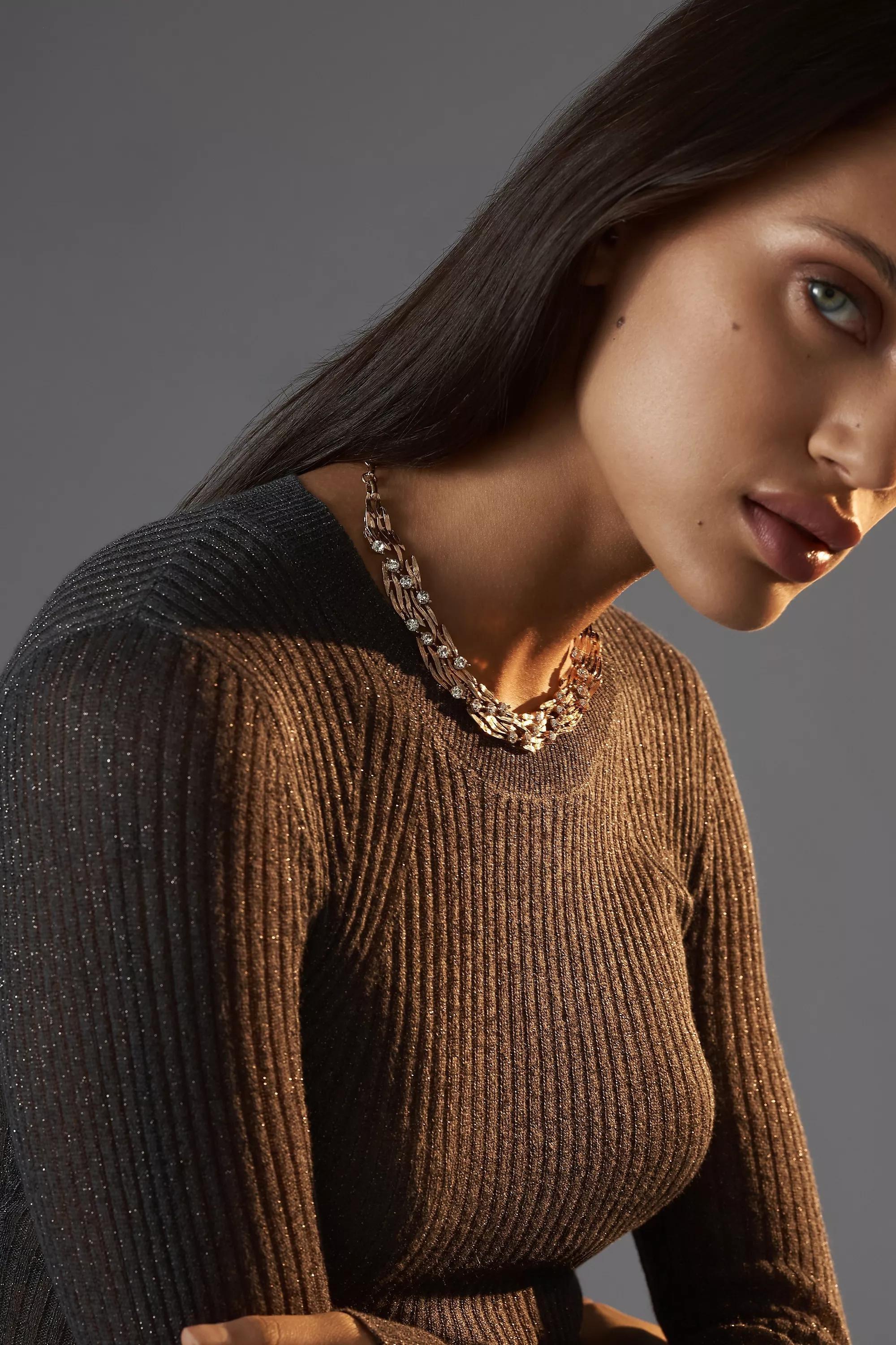 The Restored Vintage Collection: Crystal Collar Necklace, Gold, A501_0070, large image number 0