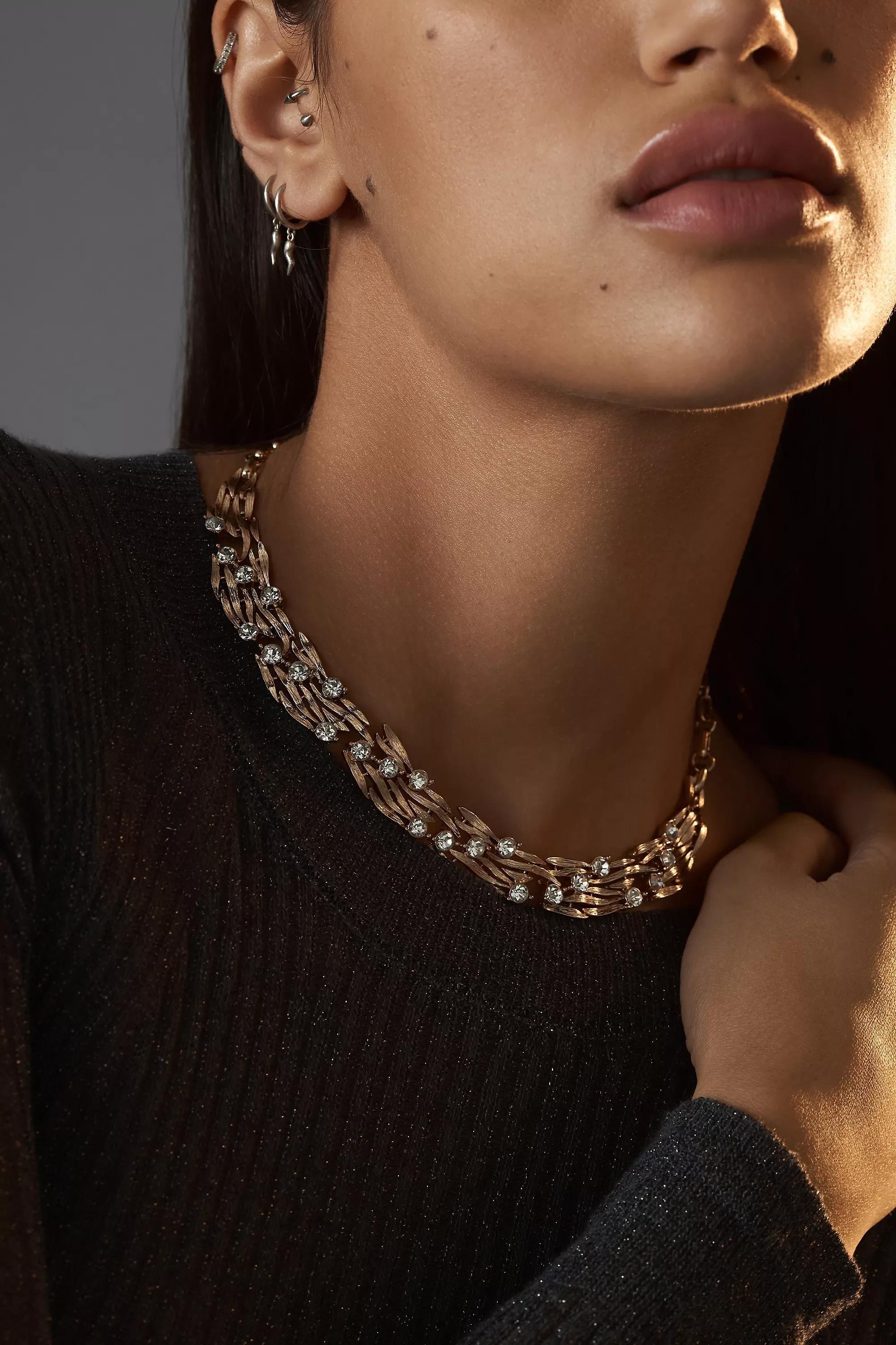 The Restored Vintage Collection: Crystal Collar Necklace, Gold, A501_0070, large image number 1