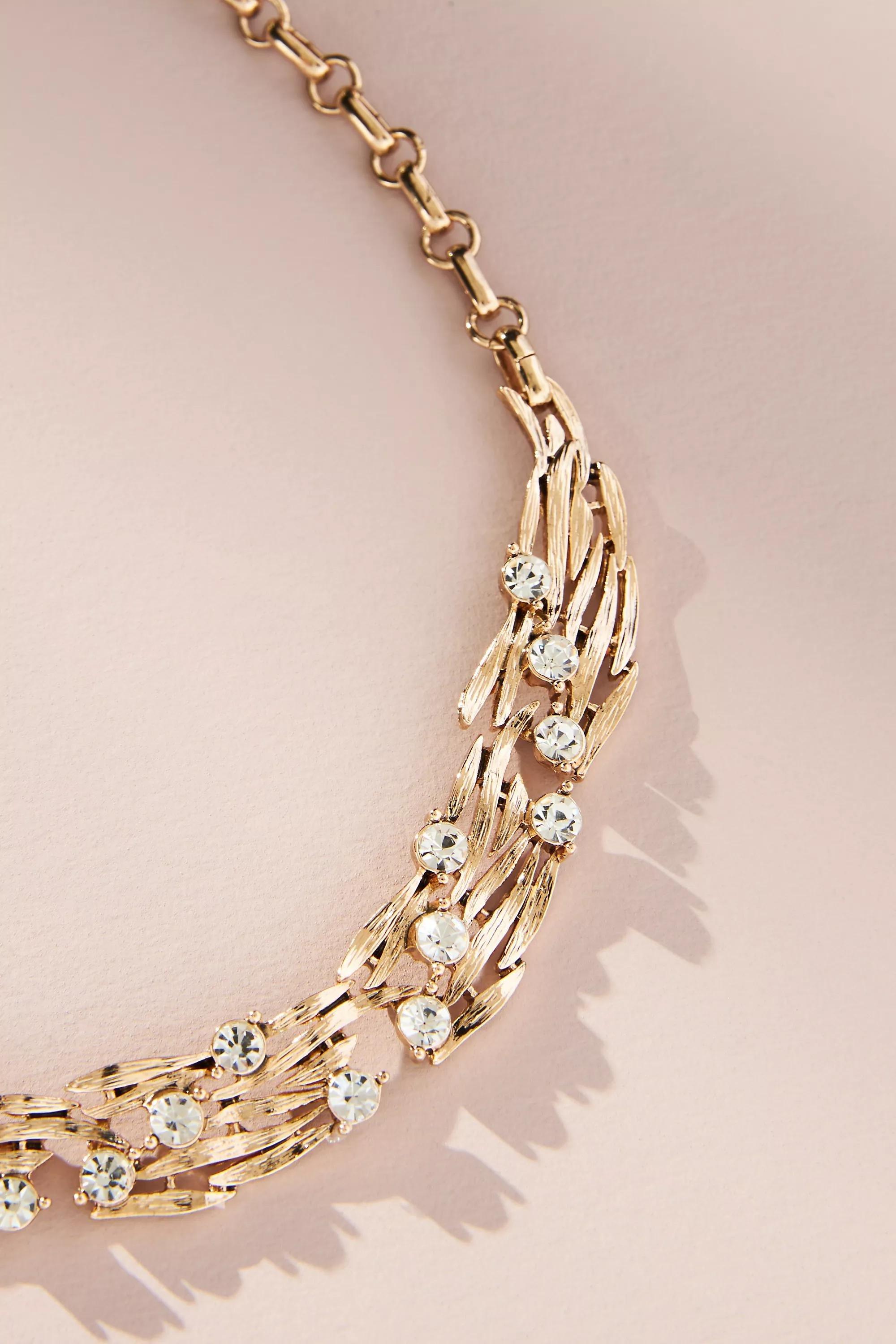Anthropologie - Gold Crystal Collar Necklace