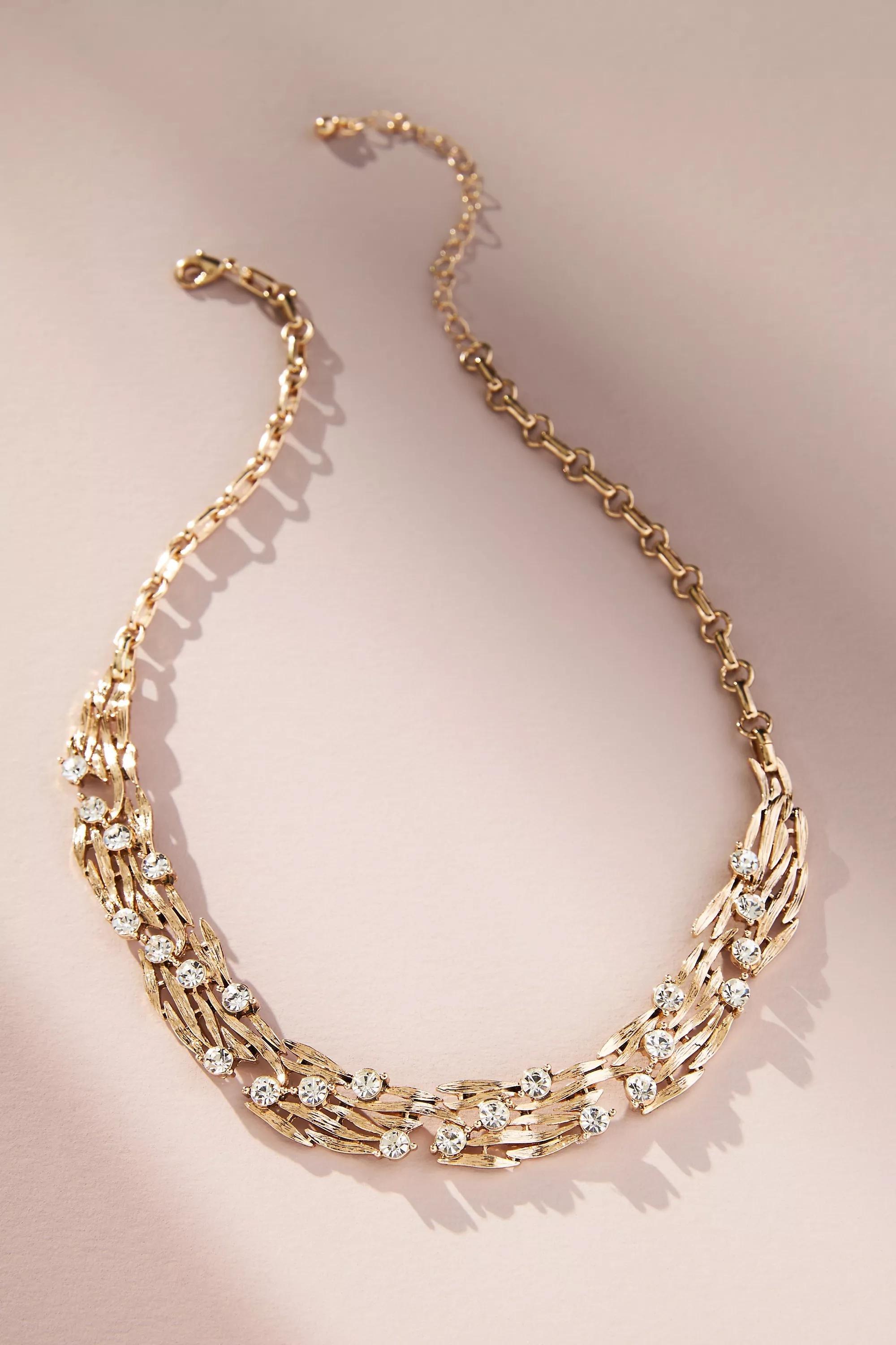 Anthropologie - Gold Crystal Collar Necklace