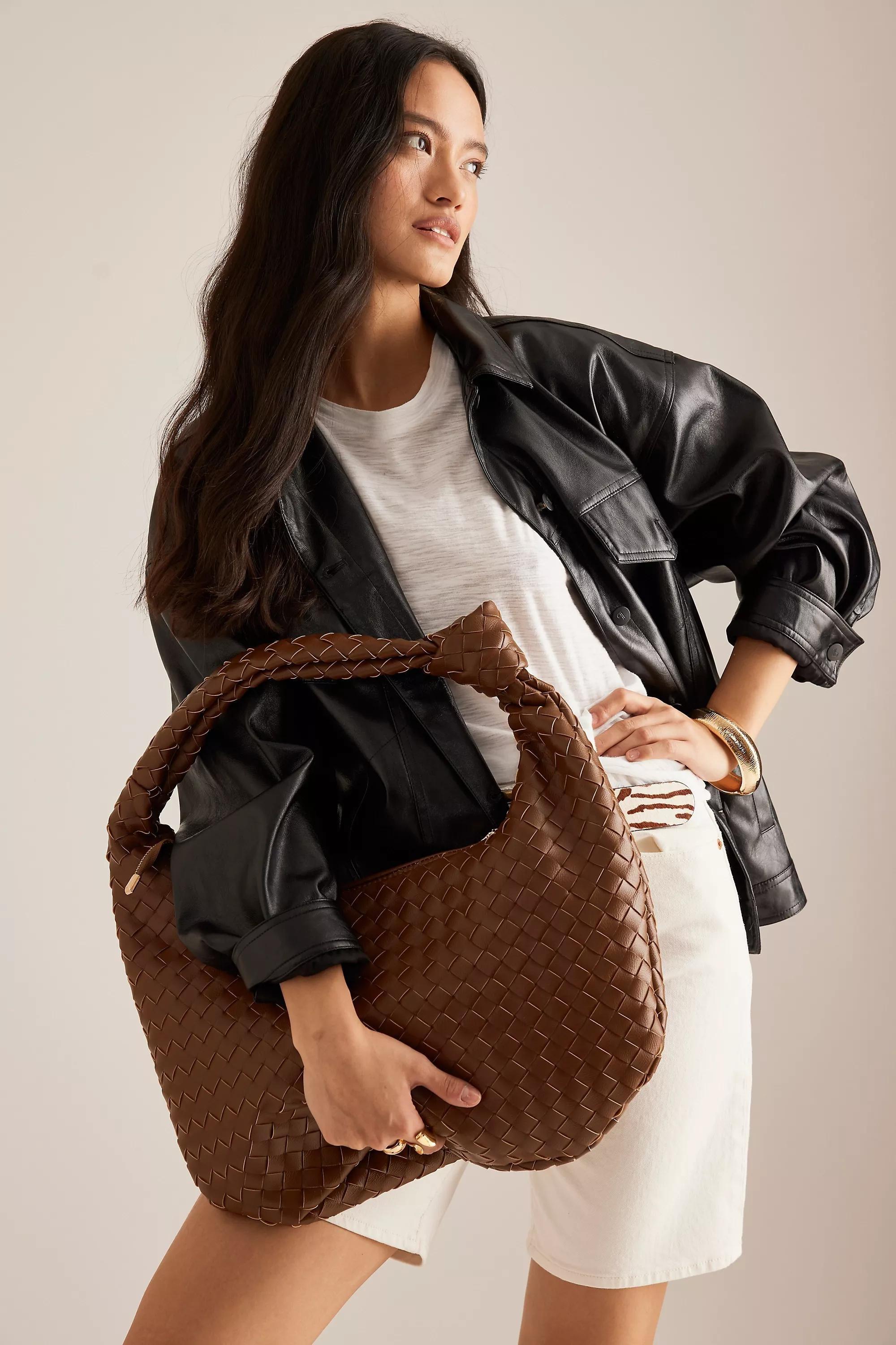 Anthropologie Woven Handmade Satchel, Brown, A501_0020, large image number 3