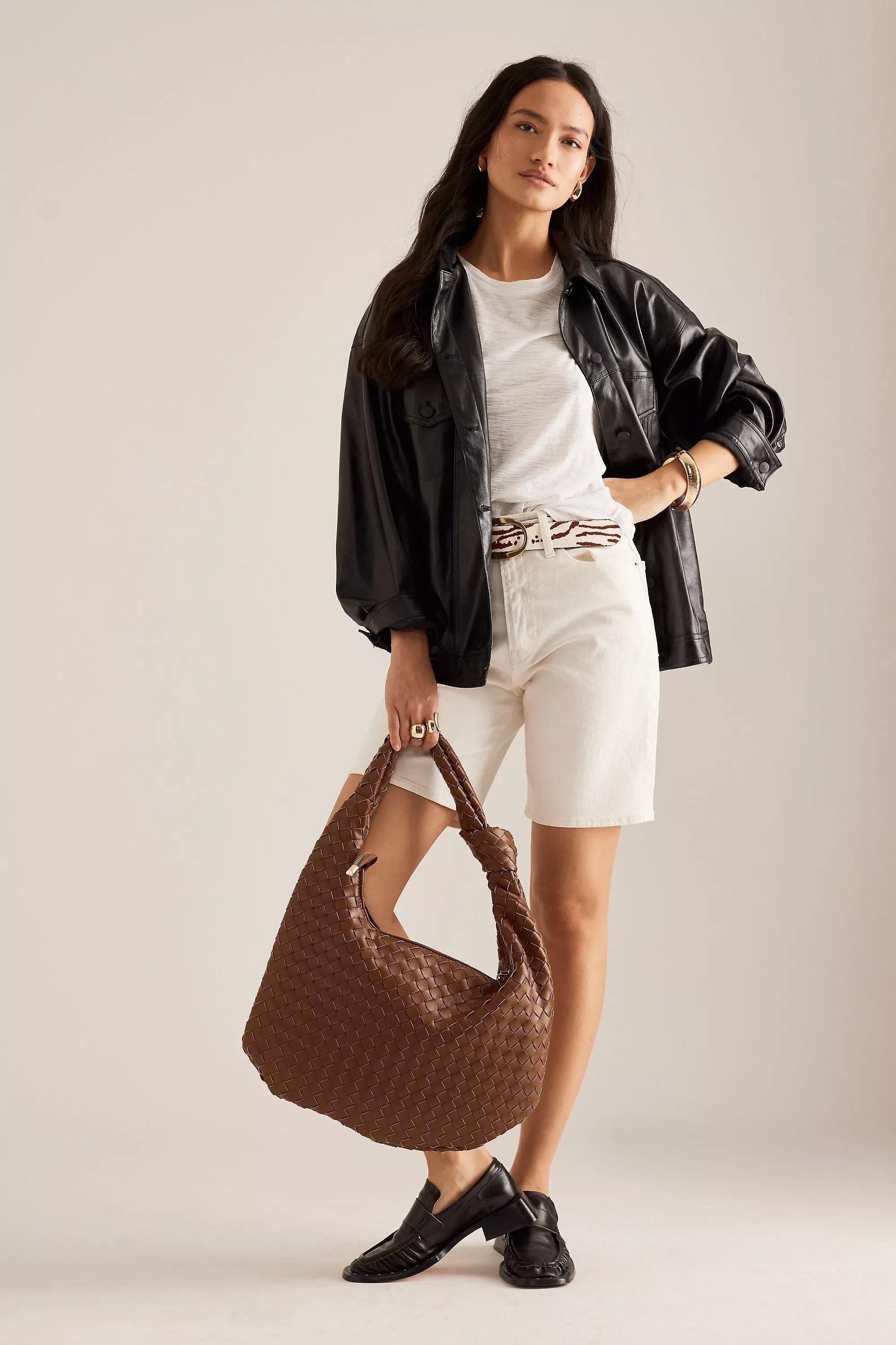 Anthropologie Woven Handmade Satchel, Brown, A501_0020, large image number 4