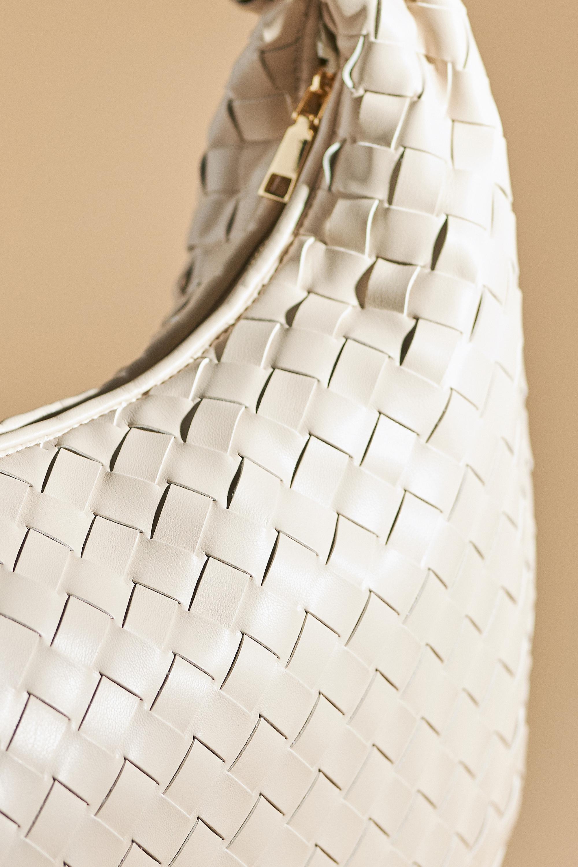 The Brigitte Woven Faux-Leather Shoulder Bag By Melie Bianco: Oversized Edition, Beige, A501_0023, large image number 2