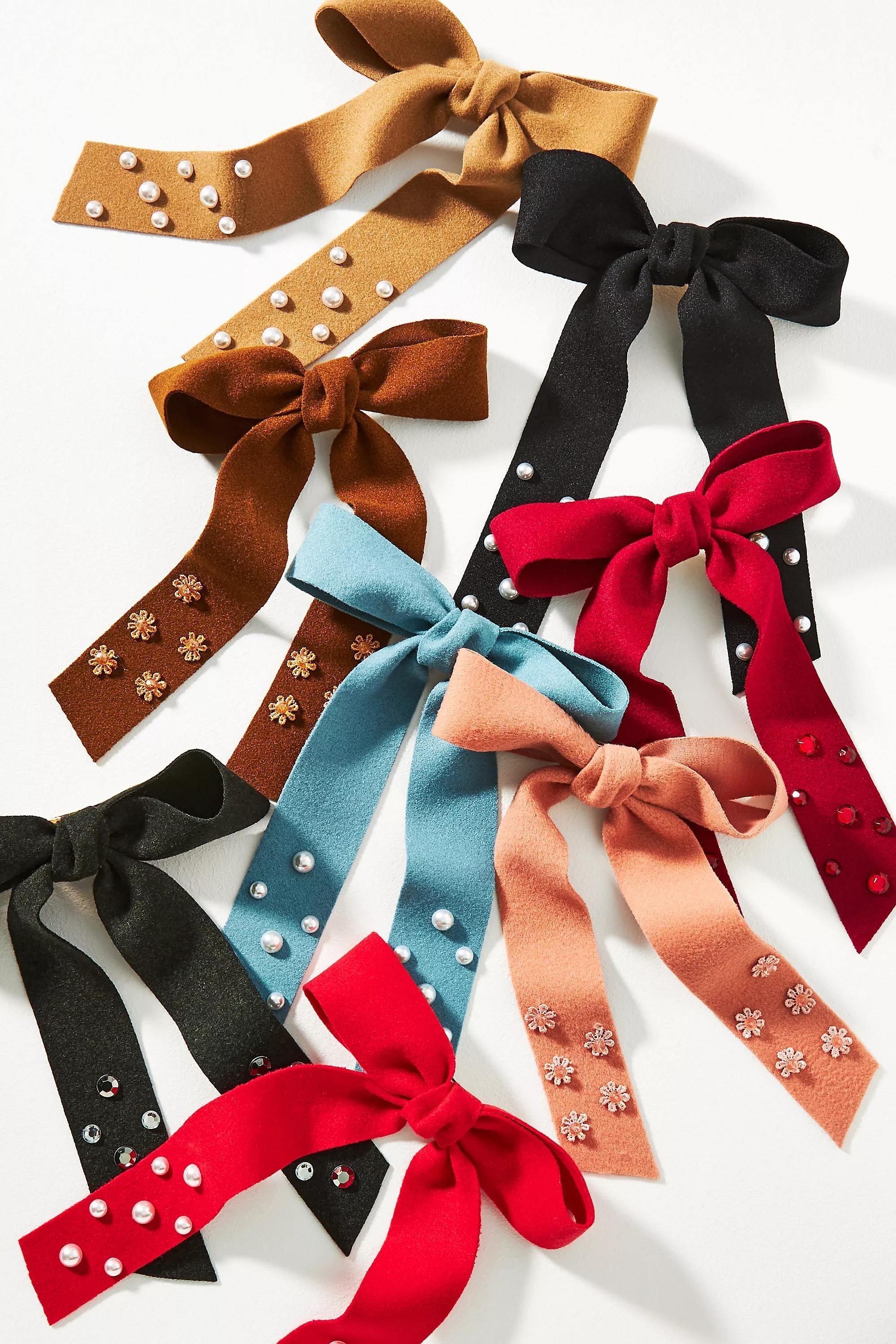 Embellished Felt Hair Bows, Set Of 2, A501_0017, large image number 1