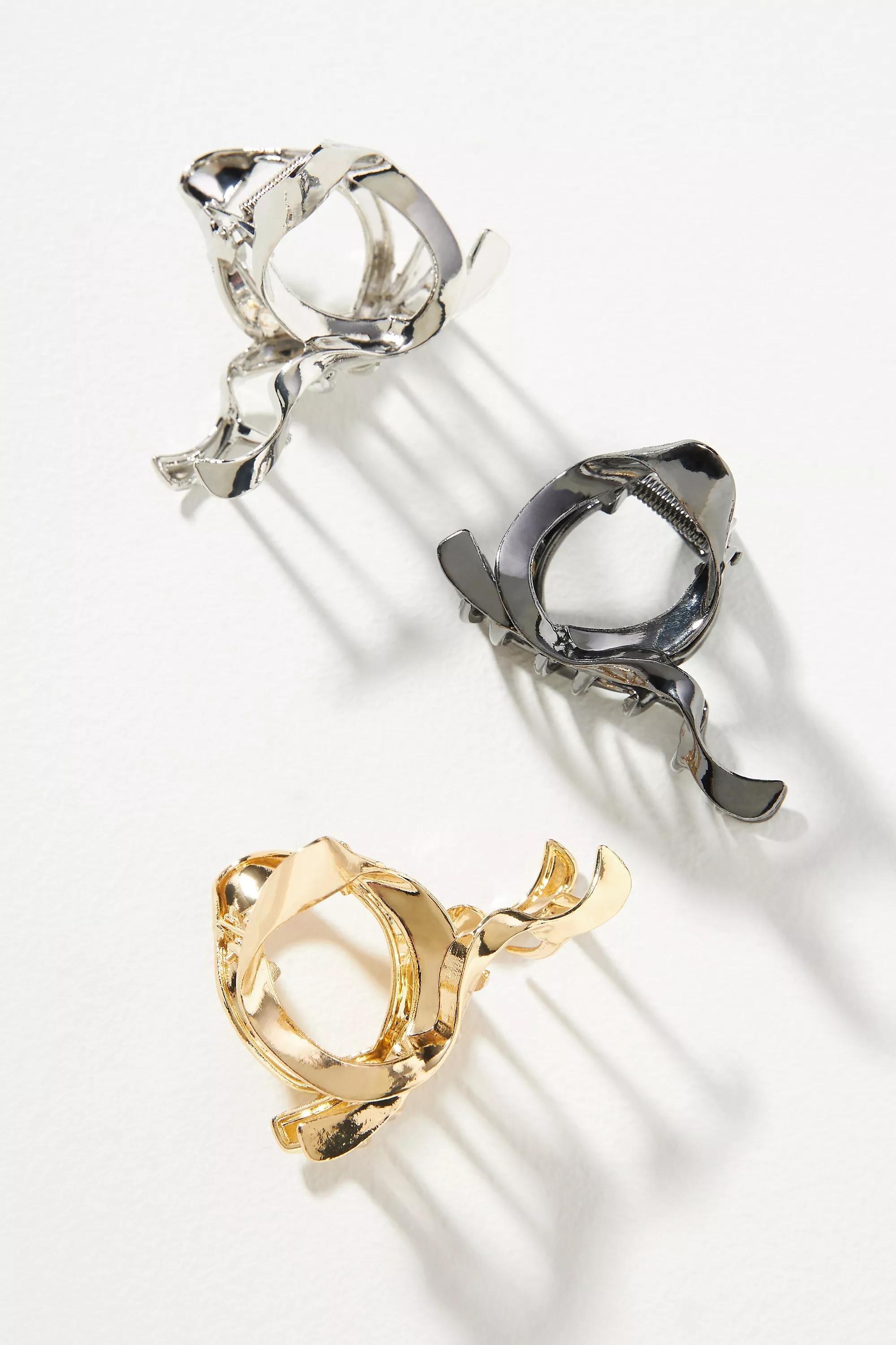 Ribbon Loop Metal Hair Claw Clips, Set Of 3, A501_0000, large image number 0