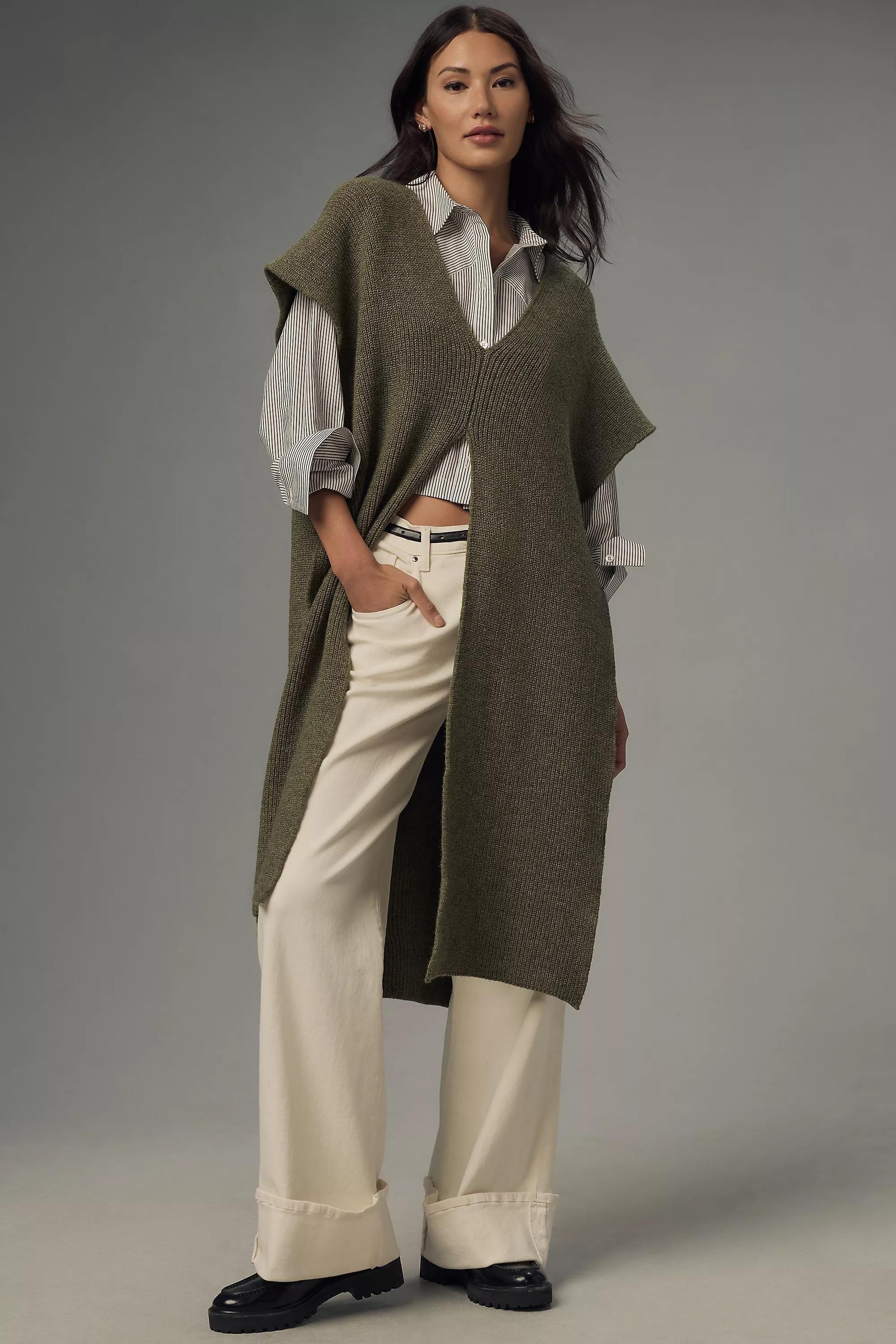 Slouchy Knitted Tunic Jumper, Green, A501_0030, large image number 0