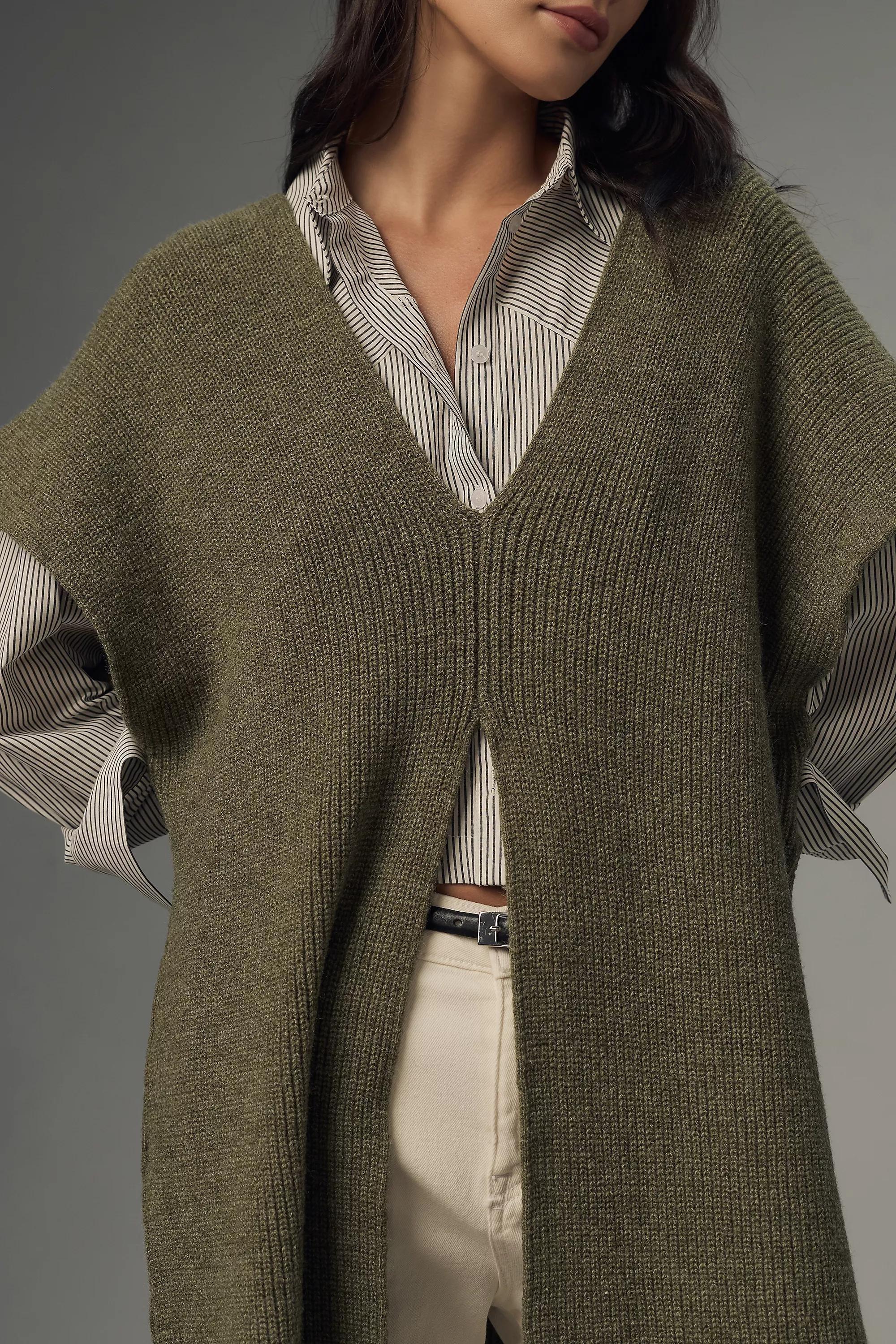 Slouchy Knitted Tunic Jumper, Green, A501_0030, large image number 1