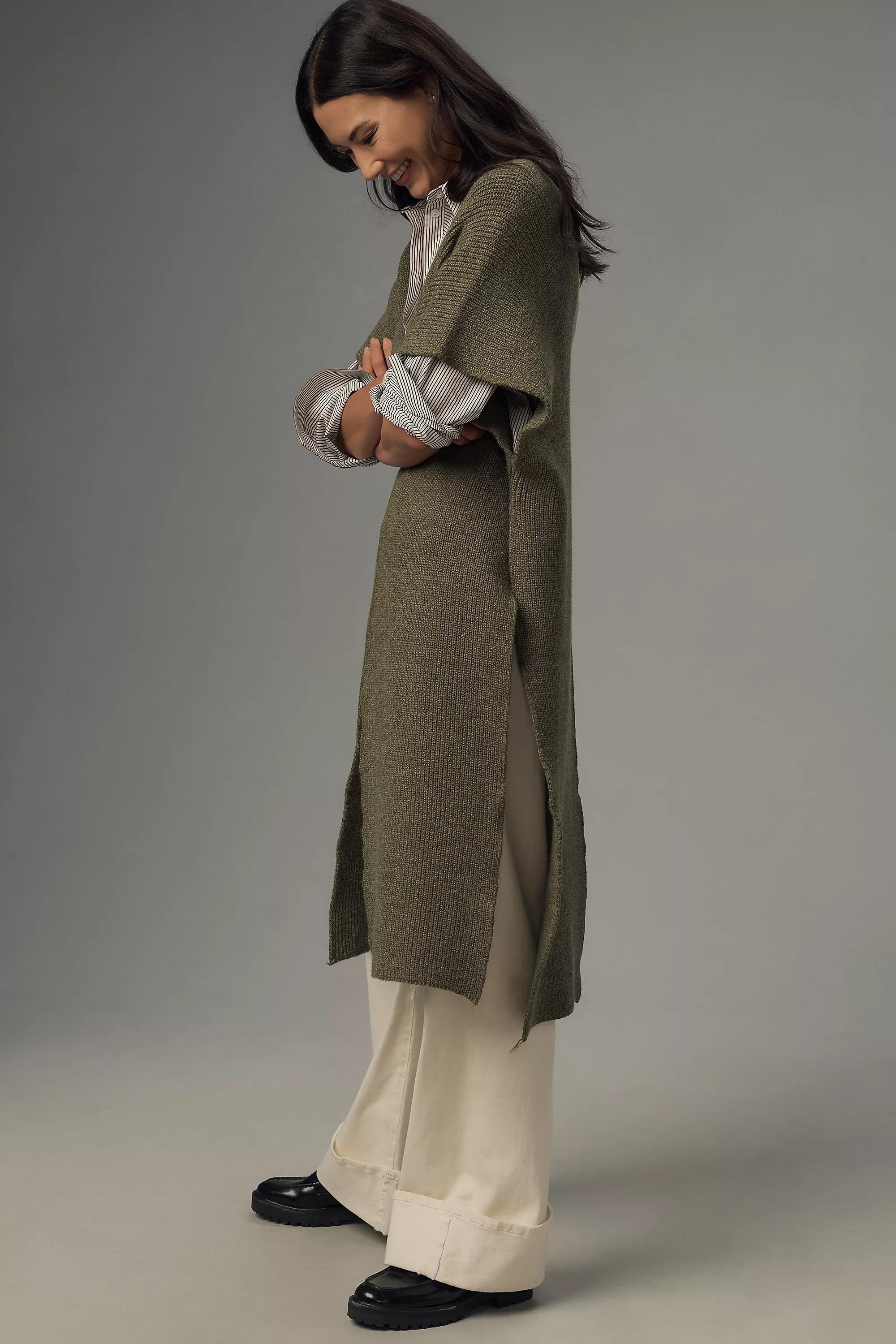 Slouchy Knitted Tunic Jumper, Green, A501_0030, large image number 2