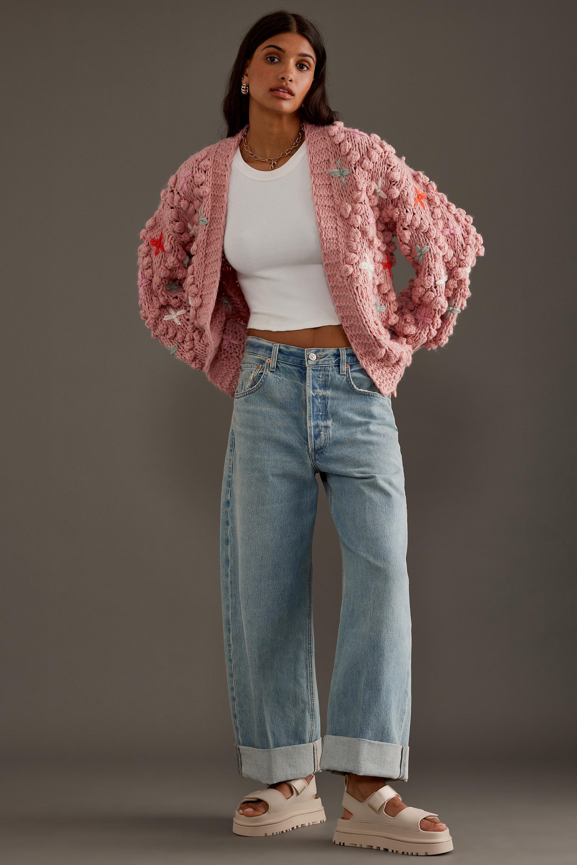 PINK By Anthropologie Chunky-Knit Bubble-Sleeve Cardigan, A501_0066, large image number 1