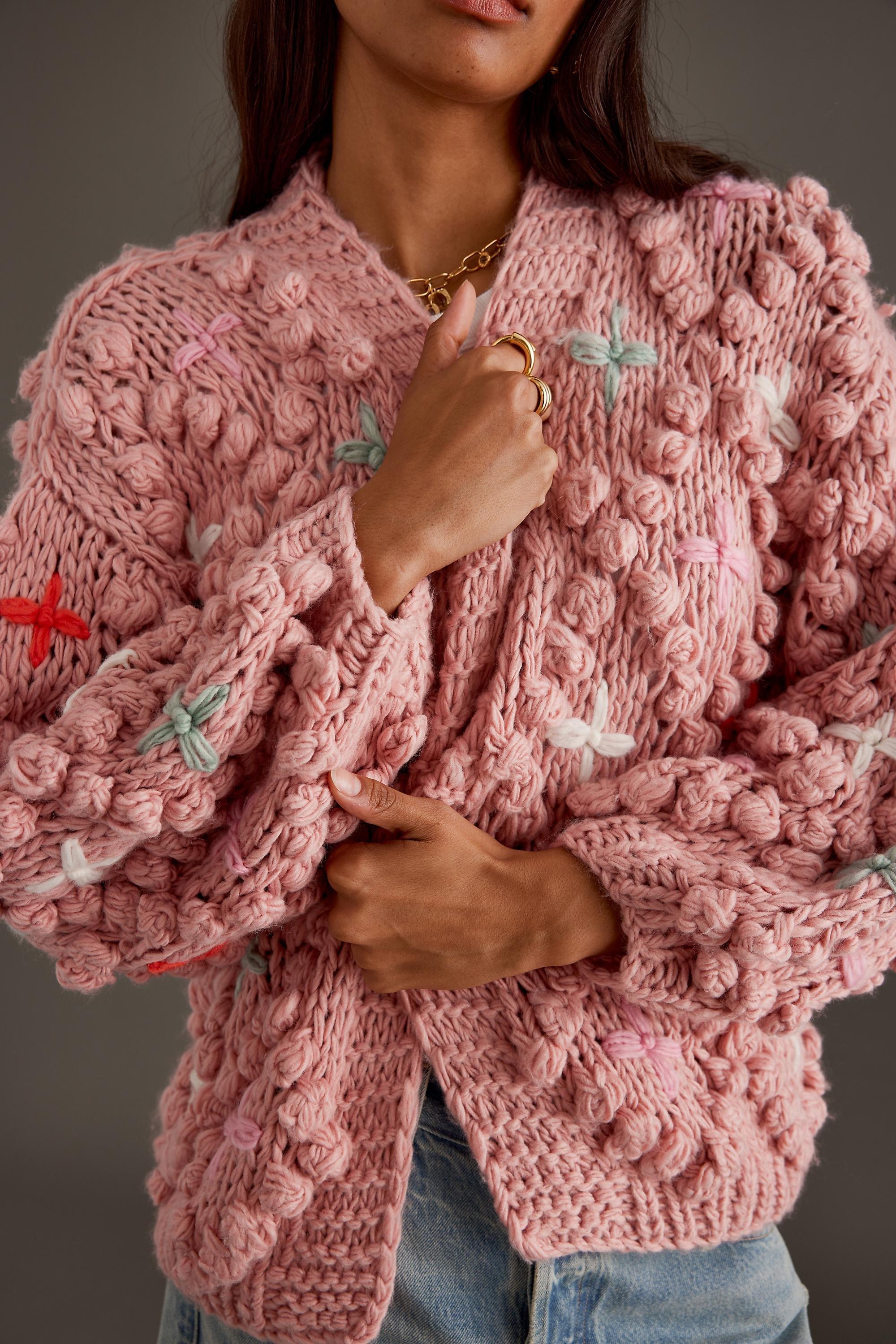PINK By Anthropologie Chunky-Knit Bubble-Sleeve Cardigan, A501_0066, large image number 2
