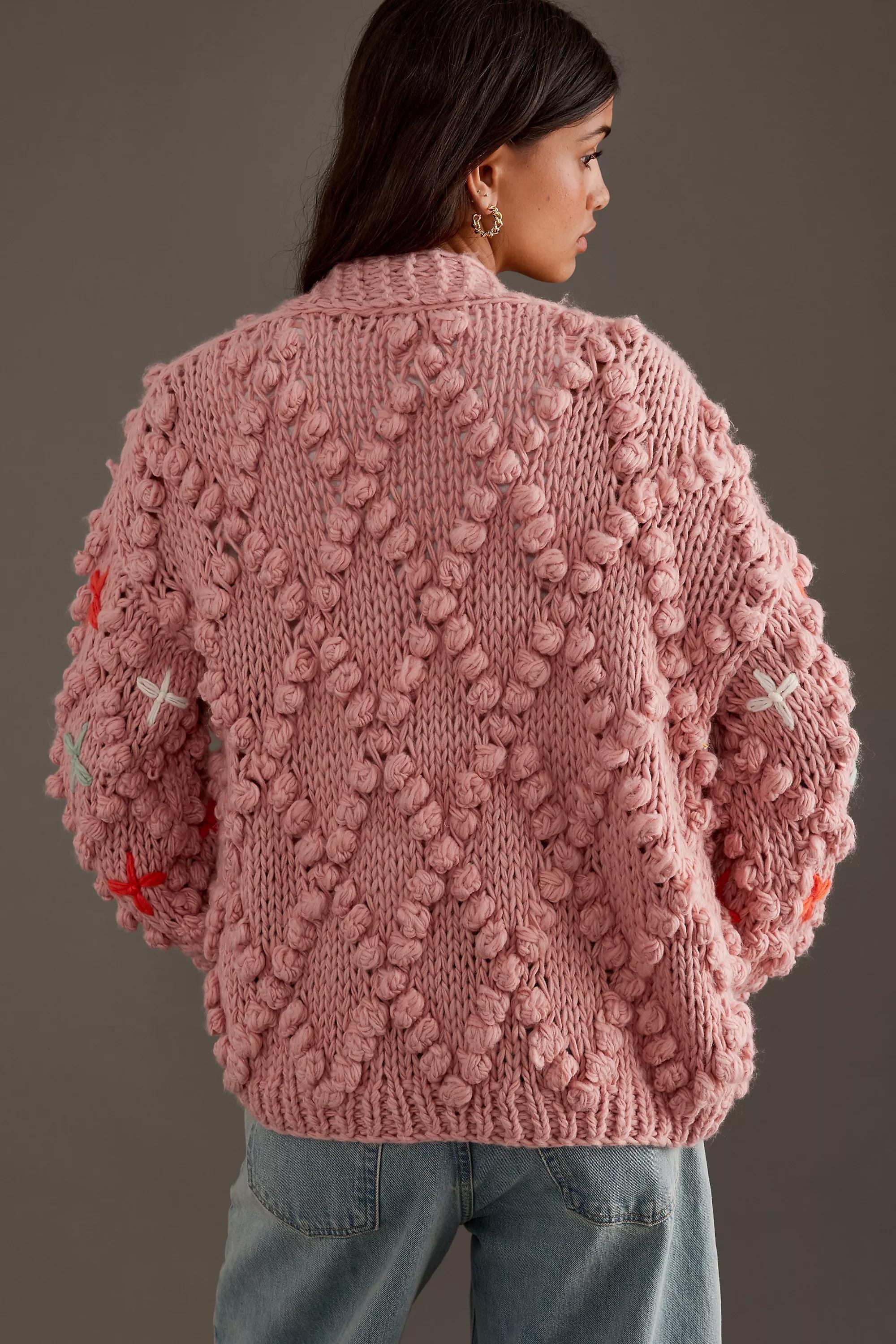 PINK By Anthropologie Chunky-Knit Bubble-Sleeve Cardigan, A501_0066, large image number 3