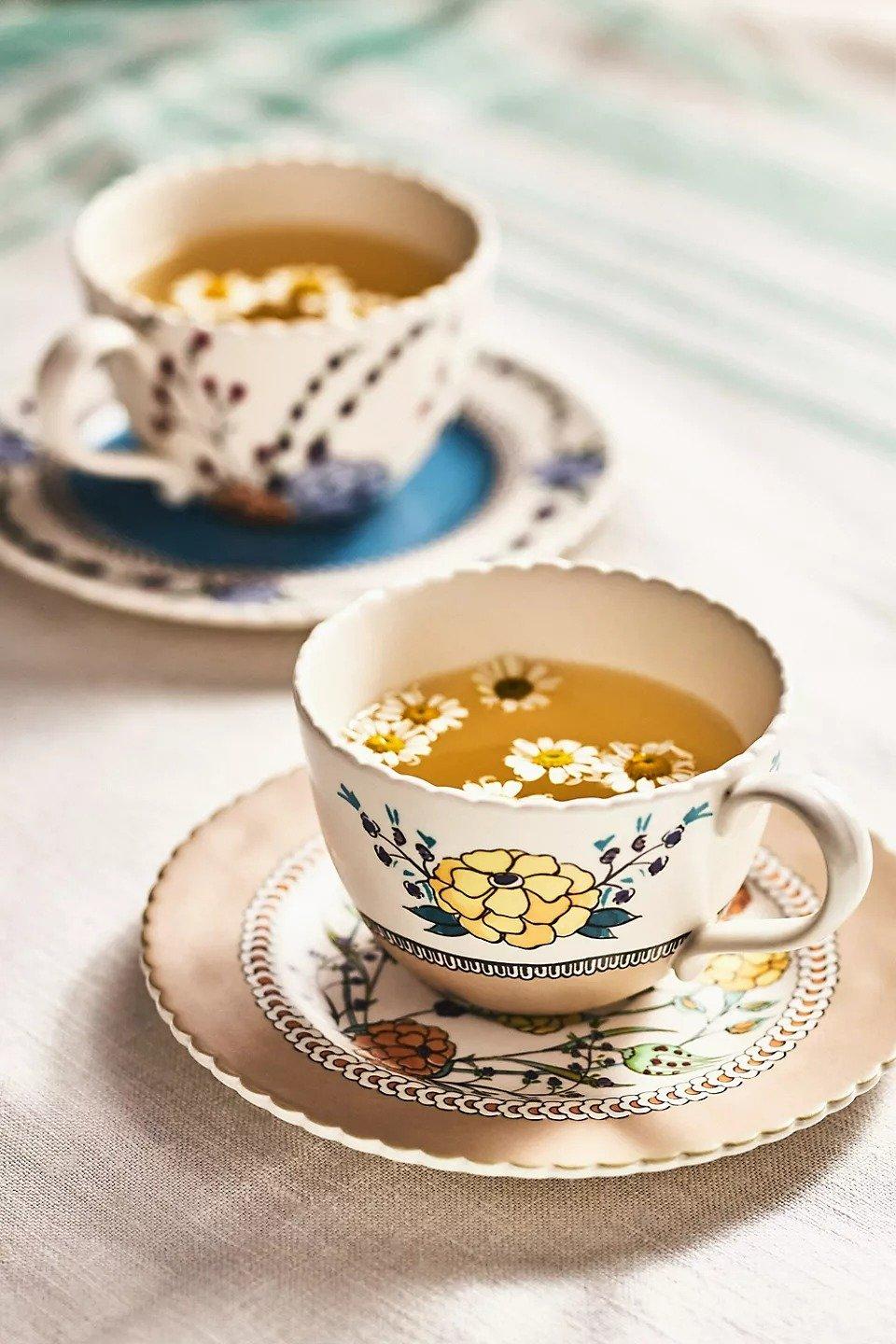 Turkuaz Kitchen Teacup & Saucer, Gold, A501_0070, large image number 4